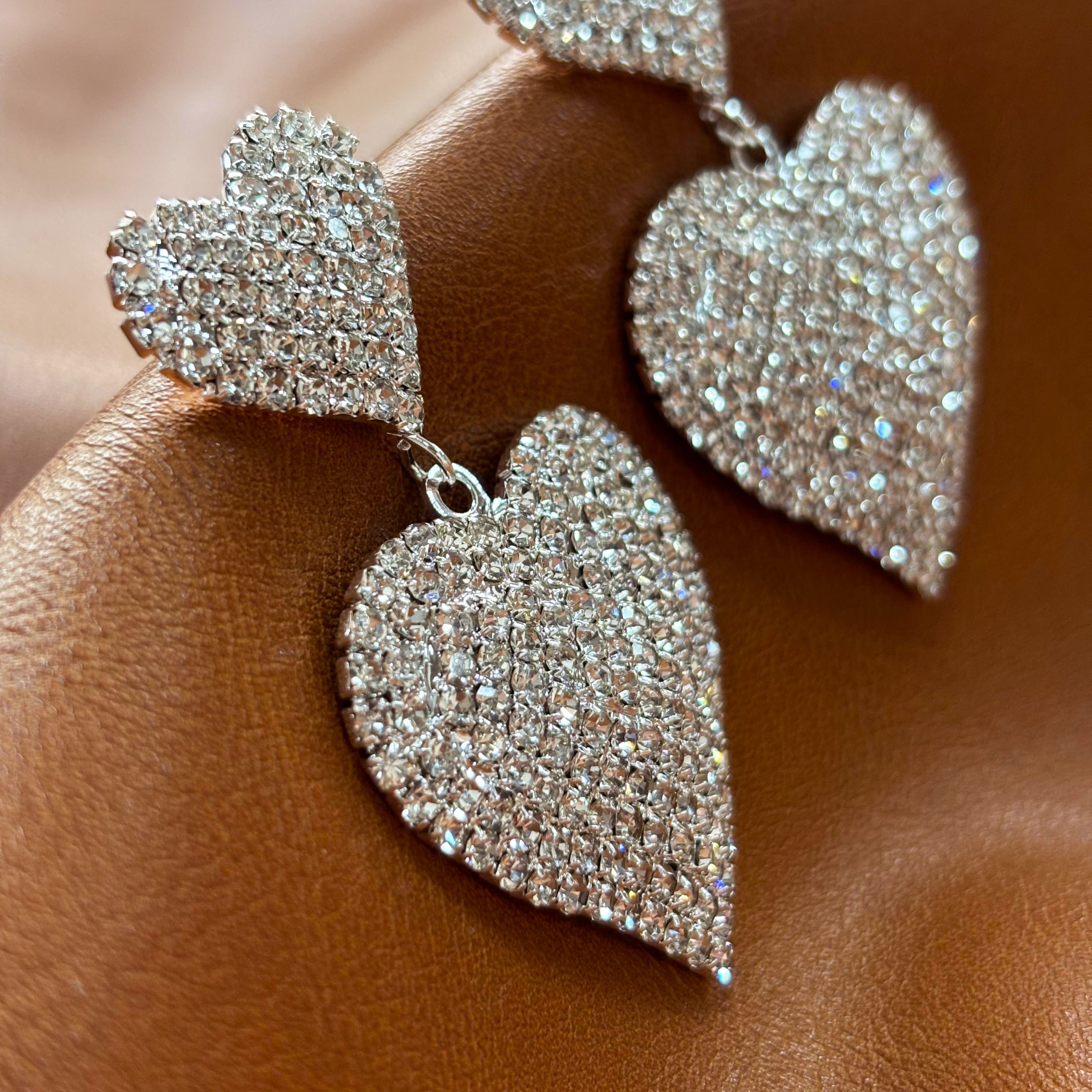 Silver Heart-Shaped Earrings