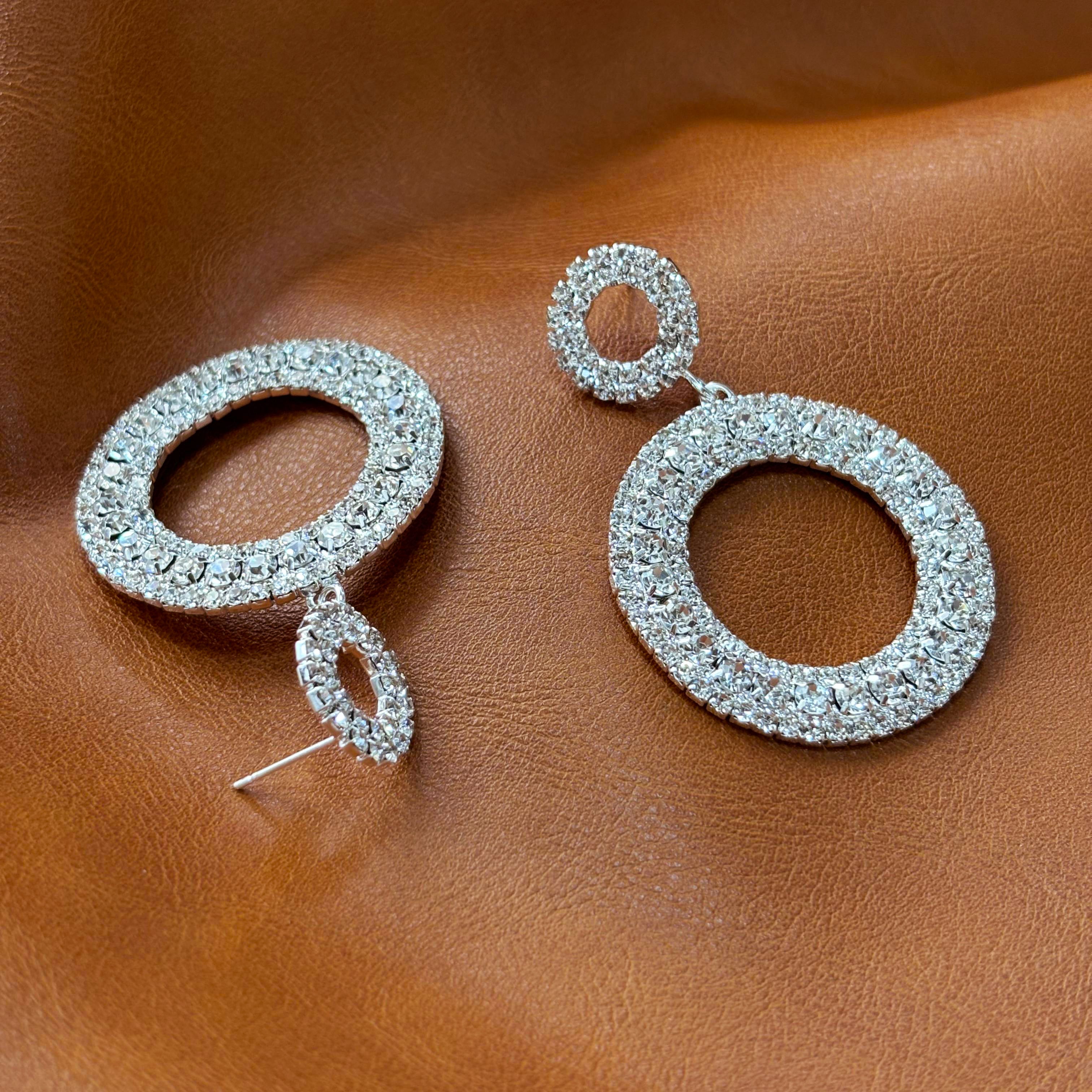 Silver Hoop Drop Earrings