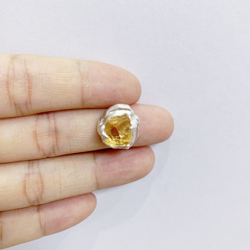 Sterling Silver Citrine Raw Stone Earring