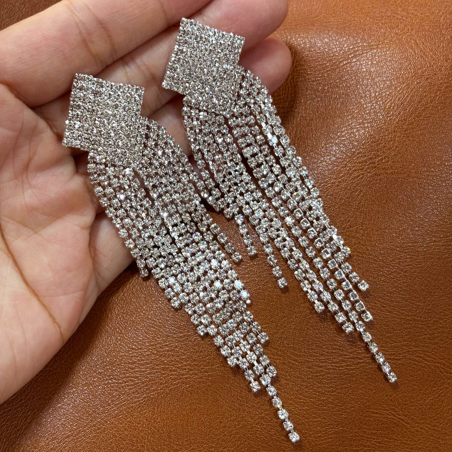 Wedding Season — Sparkling Waterfall Tassel Drop Earrings | Statement Fringe Earrings | Bridal Earrings | Bridesmaid Earrings | Party Earrings | Gift for Her
