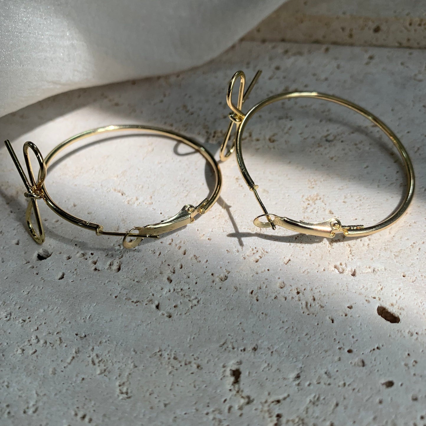 Bestie Set --- Handmade Dainty Silver & Golden Ribbon Bow Hoop Earrings | Medium Hoop Earrings | Minimalist Bow Tie Earrings | Cute Gift for Her | Trendy Best Friend Jewelry
