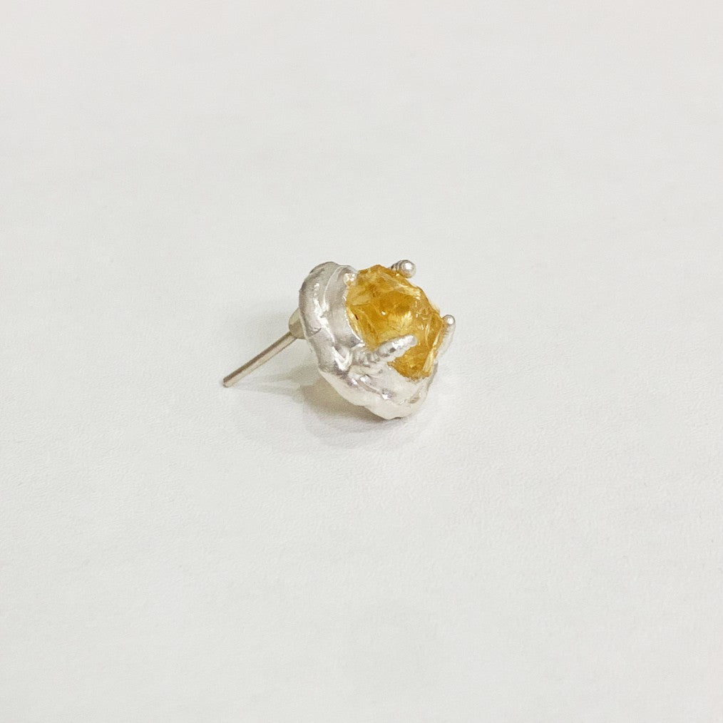 Sterling Silver Citrine Raw Stone Earring