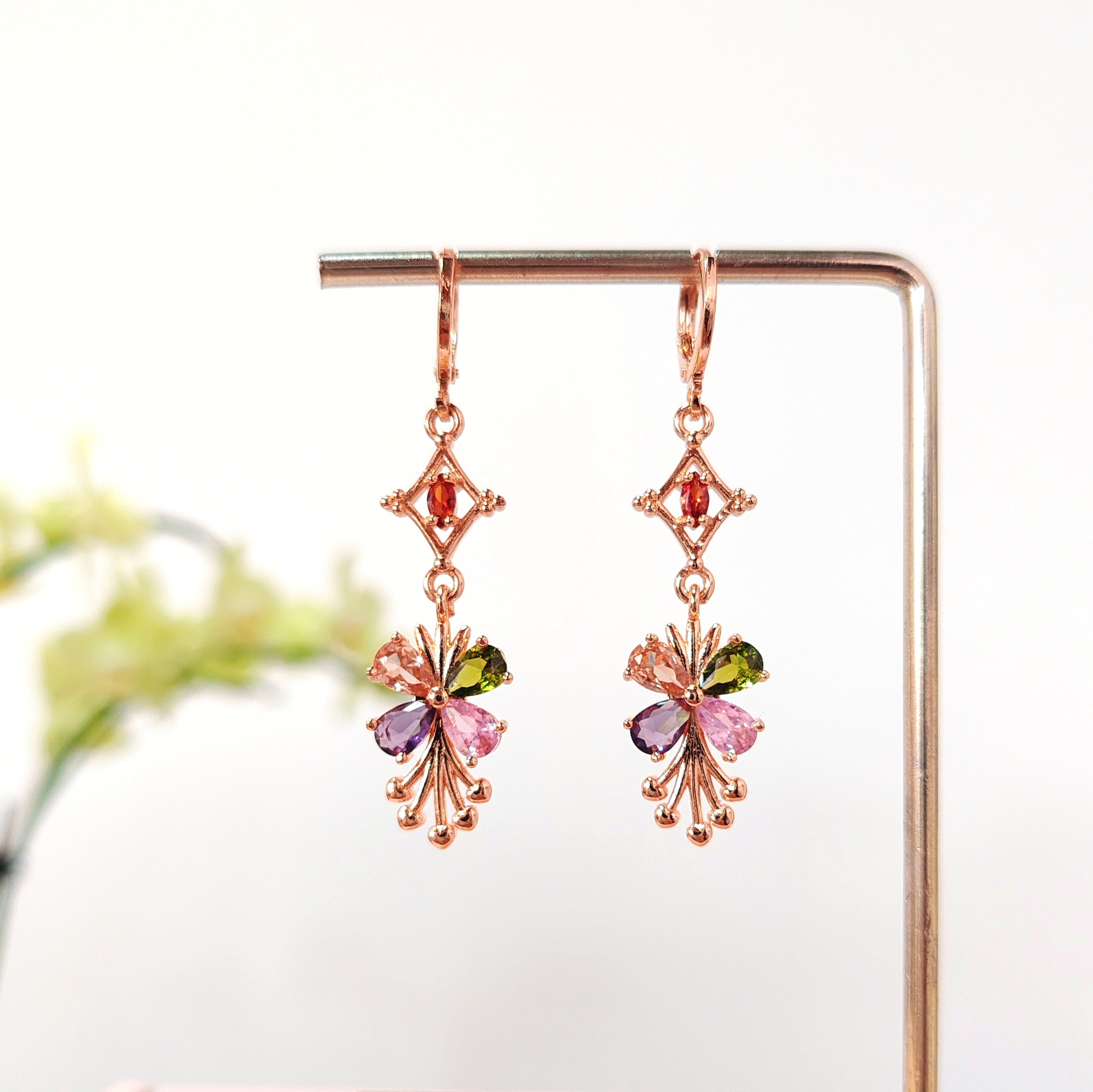 Colorful Sparkling Drop Earrings Set