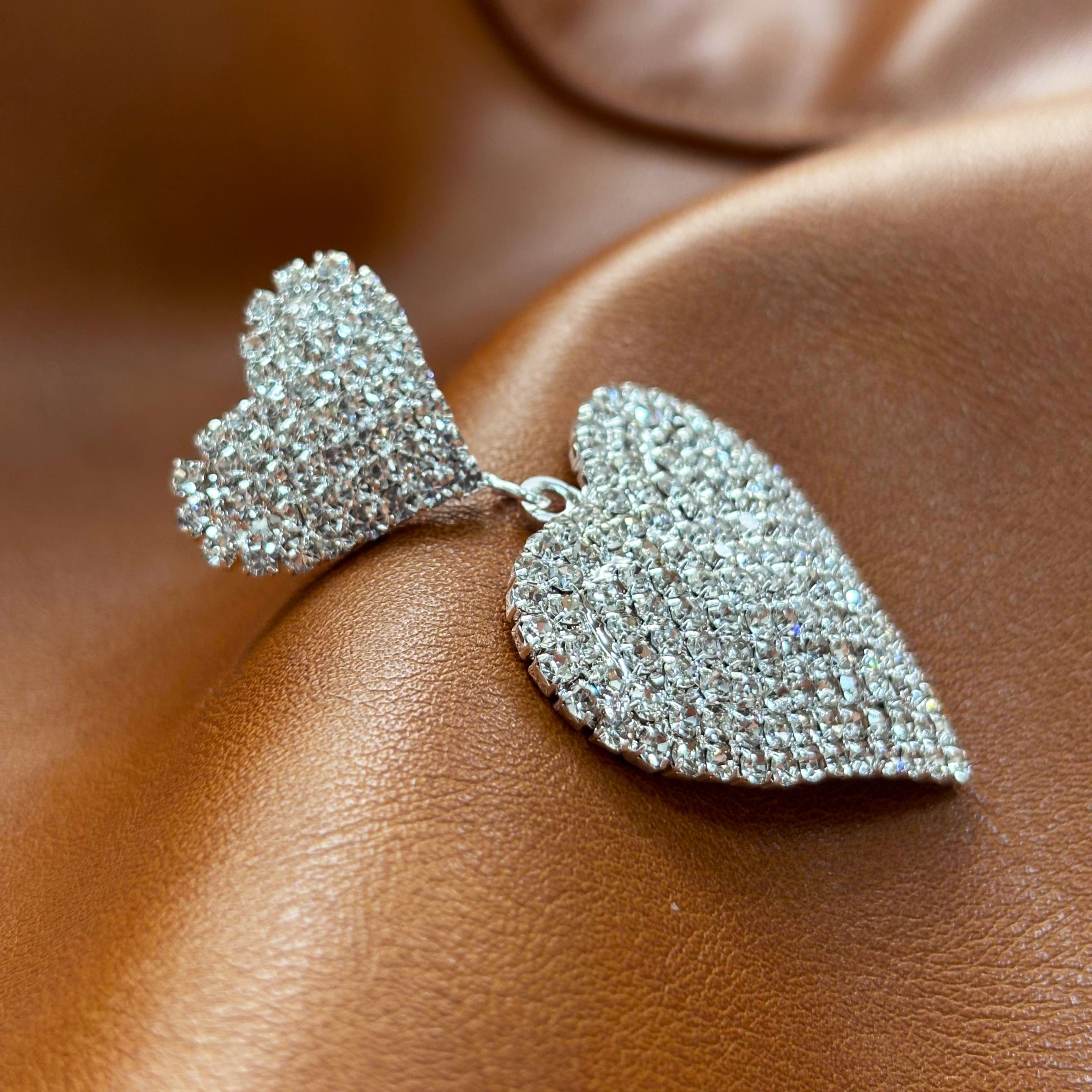 Silver Heart-Shaped Earrings