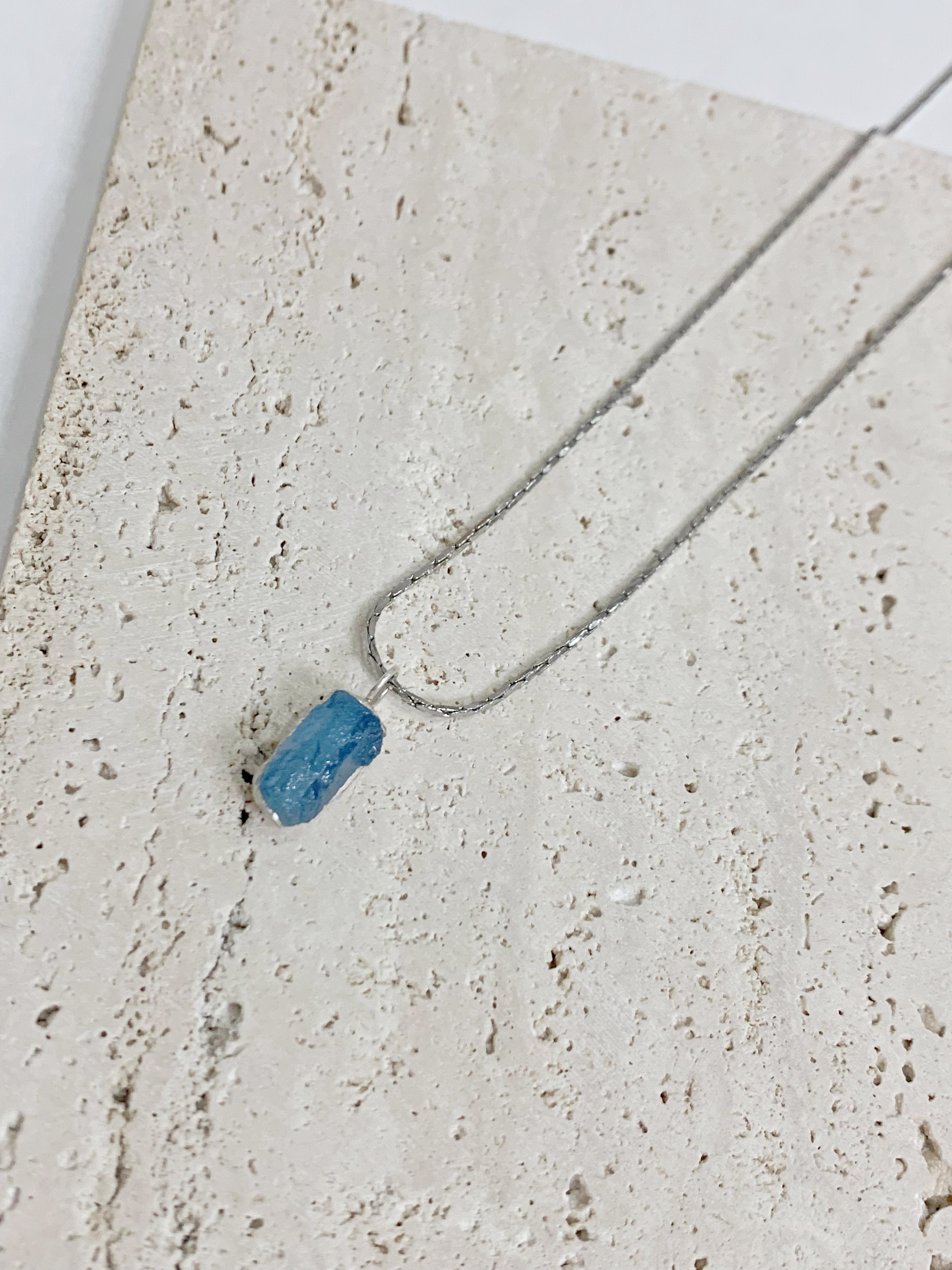 Sterling Silver Aquamarine Raw Necklace