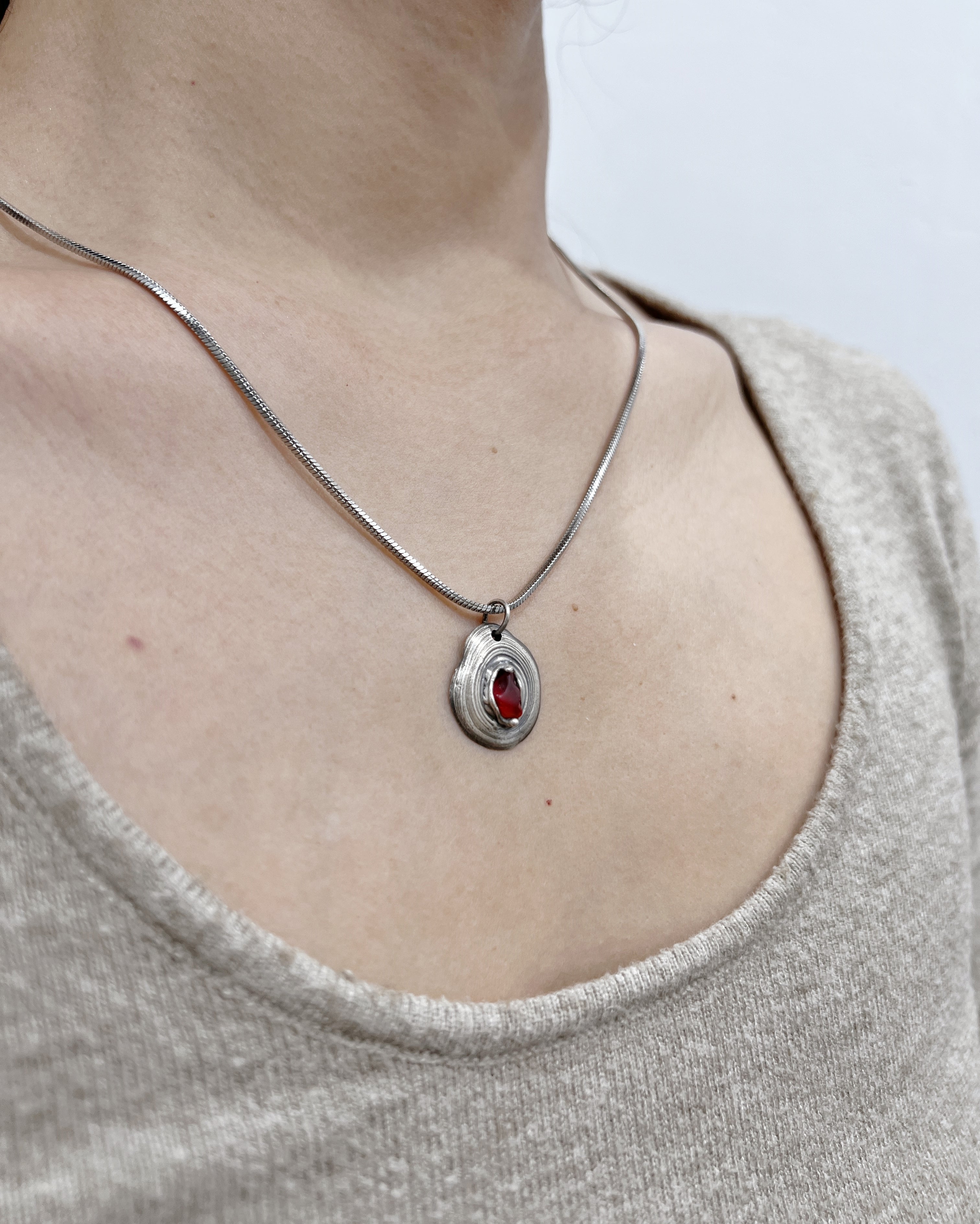 Silver Ruby Necklace