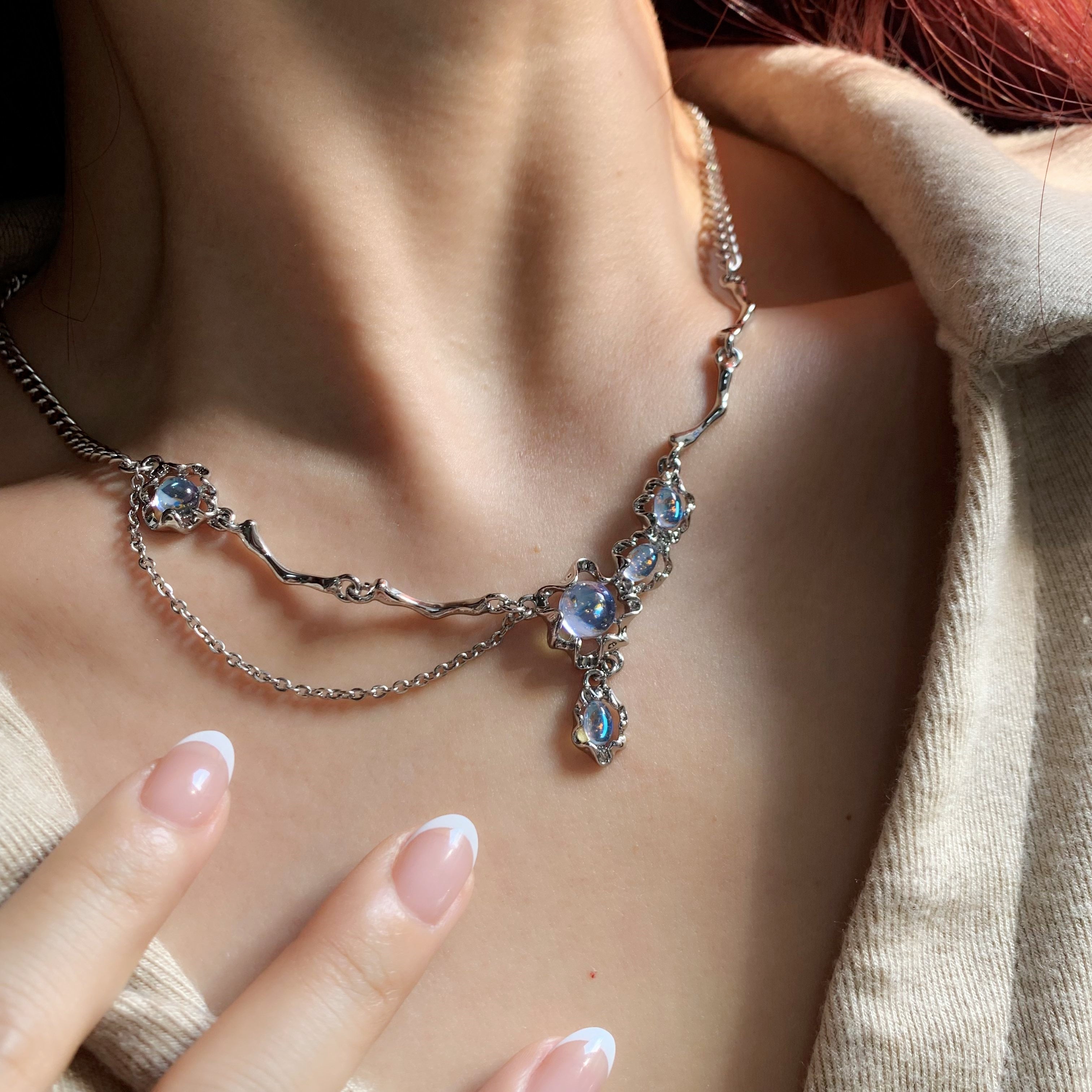Fairycore Synthetic Moonstone Necklace