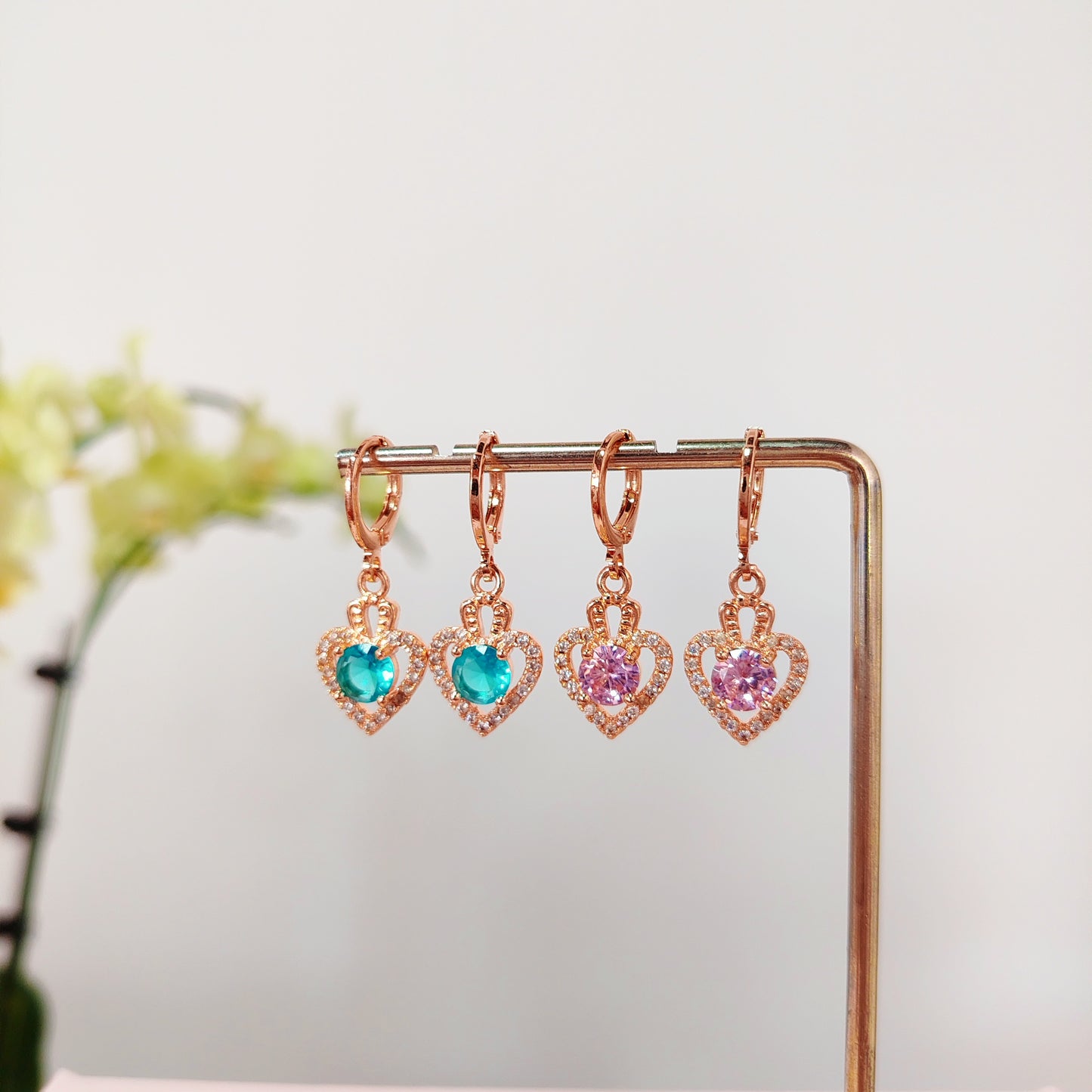 Gold Heart Halo Dangle Earrings |Sparkling Statement Pave Hoop Earrings with Dangling Heart Charm | Romantic Coquette Jewelry | Gift for Her