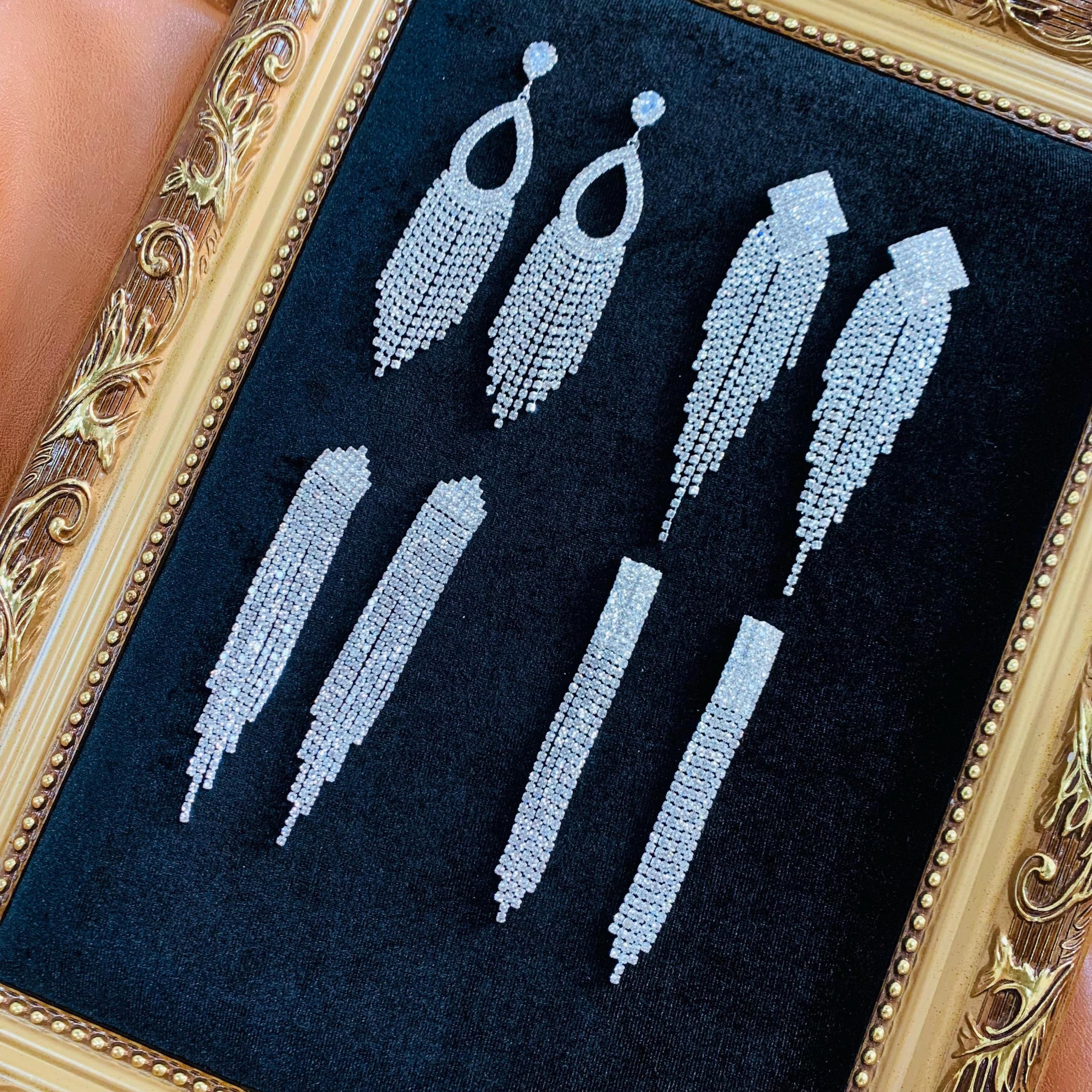 Silver Tassel Earrings Set