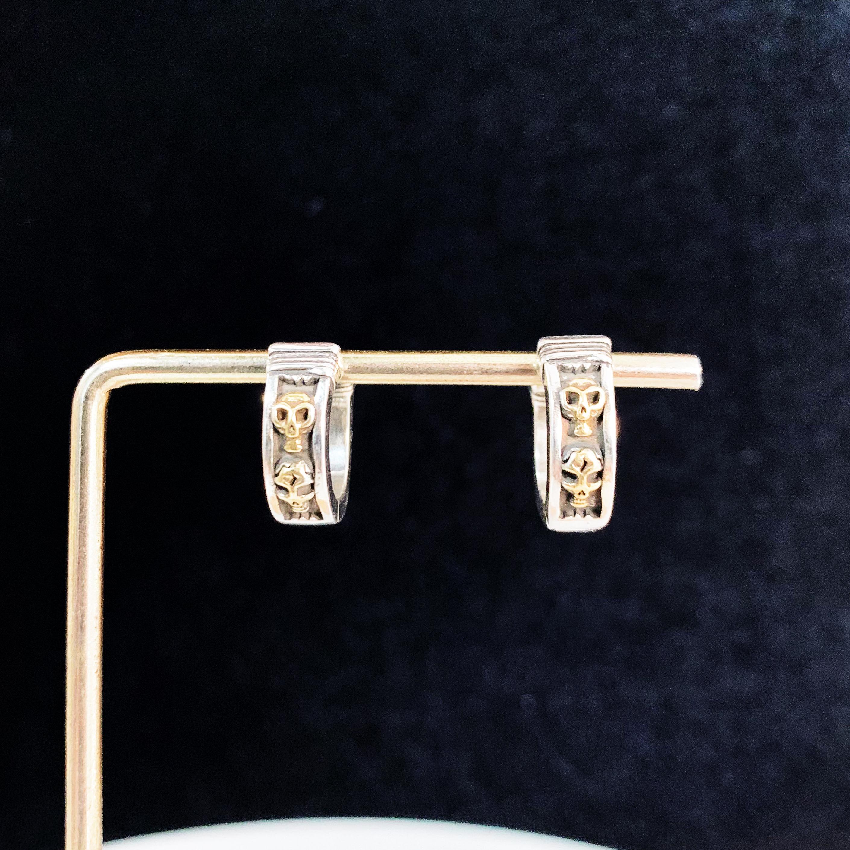Halloween Unisex Silver Skull Earrings