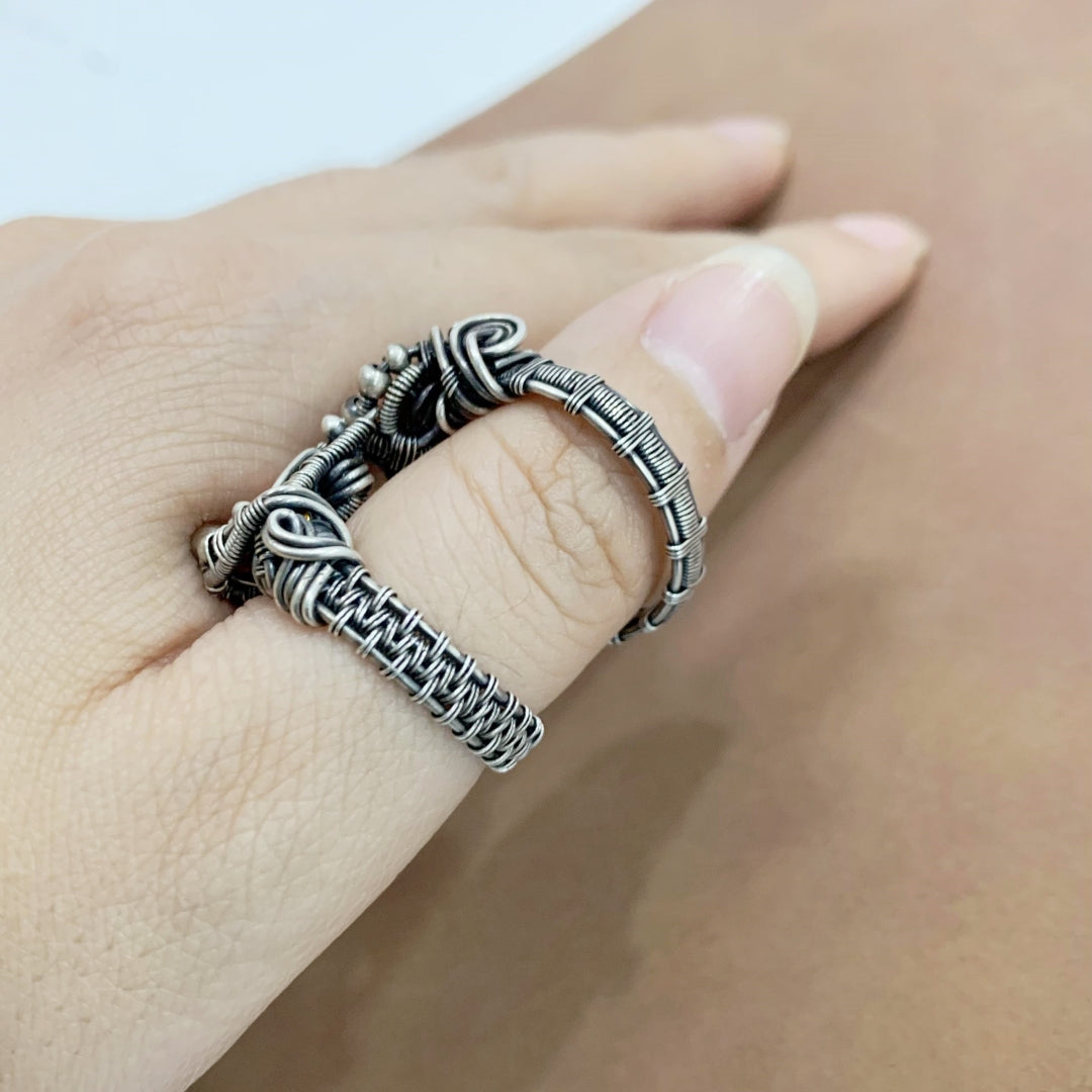 Orange Crystal Silver Ring