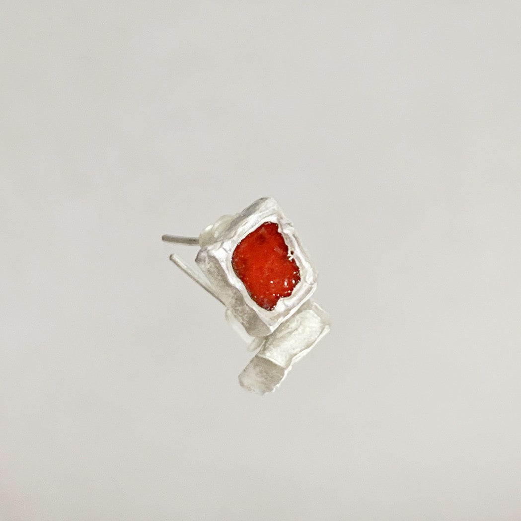 Handmade sterling silver enamel earring