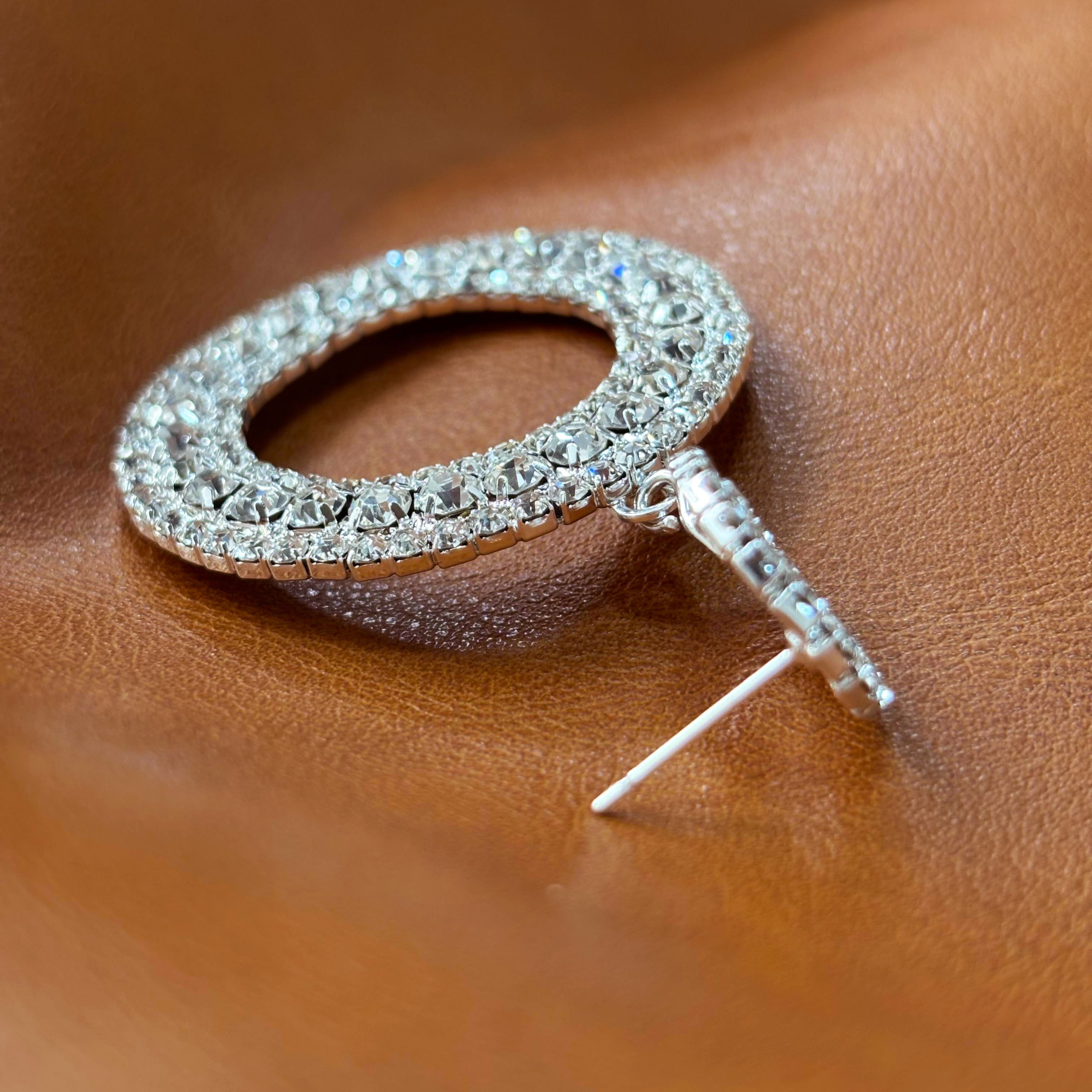 Silver Hoop Drop Earrings