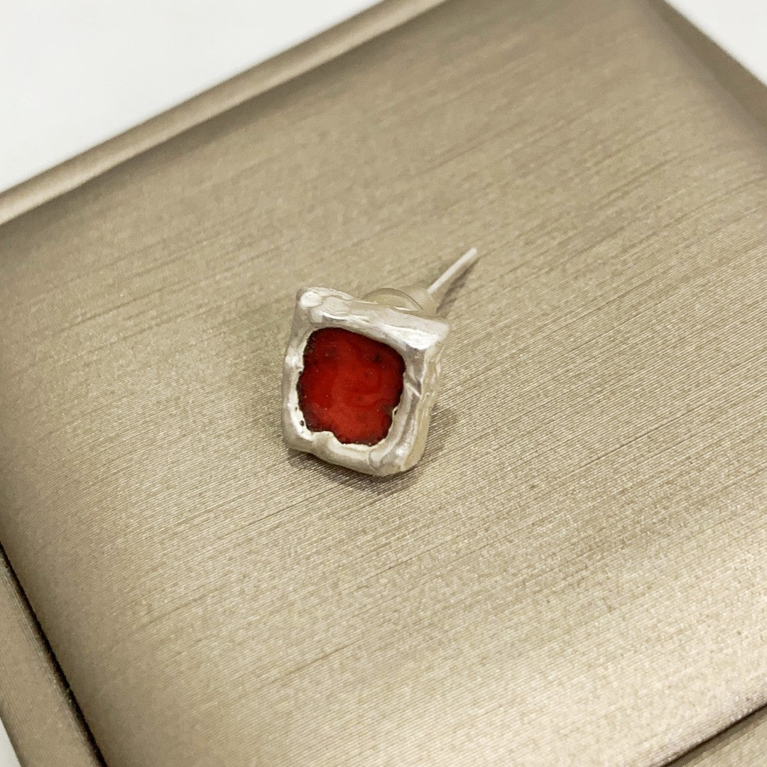 Handmade sterling silver enamel earring