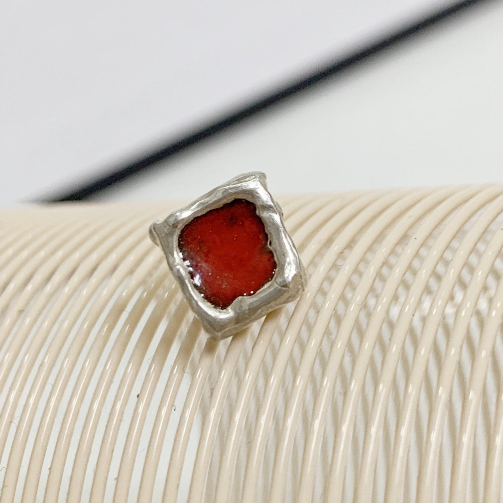 Handmade sterling silver enamel earring