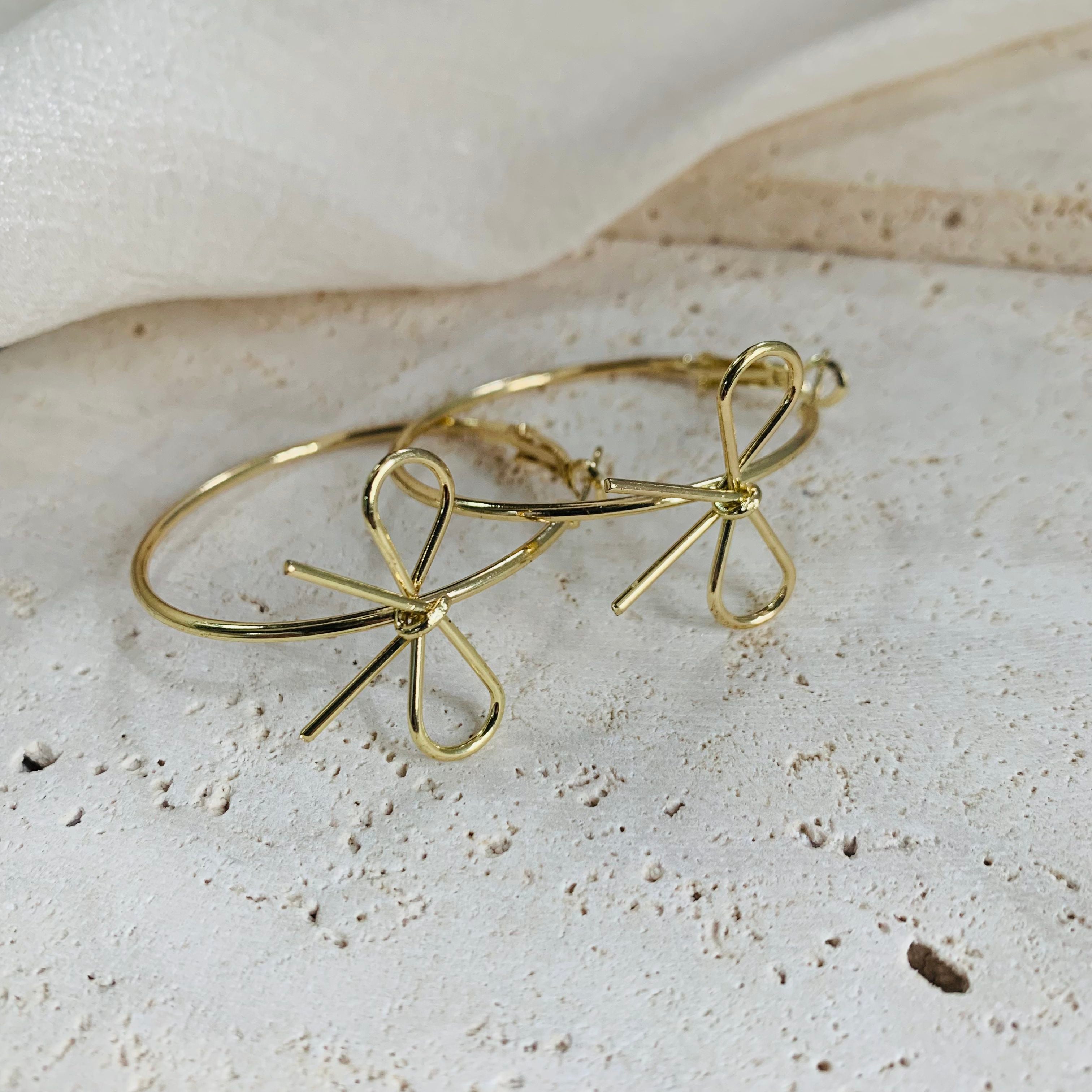 Bestie Set --- Ribbon Bow Hoop Earrings