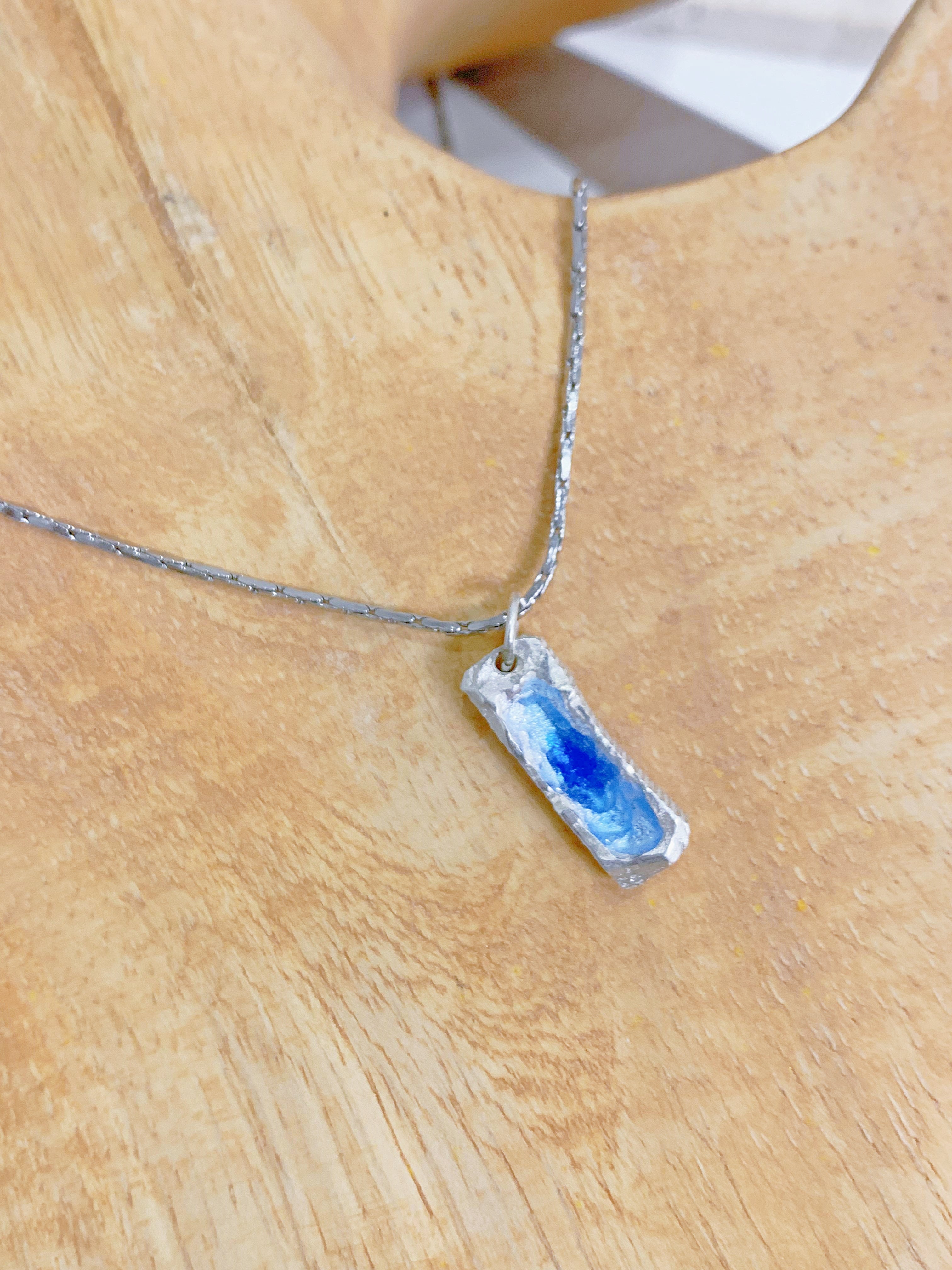 Hope-Inspired Blue Enamel Pendant Necklace
