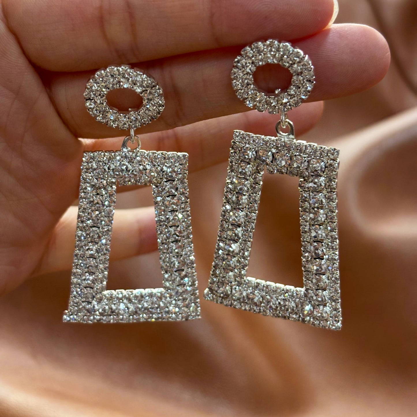 Wedding Season — Sparkling Rectangle Drop Earrings | Elegant Geometric Earrings | Bridal Earrings | Bridesmaid Earrings | Party Earrings | Gift for Her