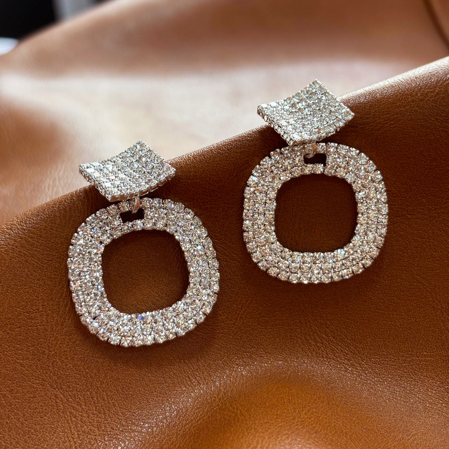 Wedding Season — Sparkling Square Drop Earrings | Statement Fringe Earrings | Bridal Earrings | Bridesmaid Earrings | Party Earrings | Gift for Her