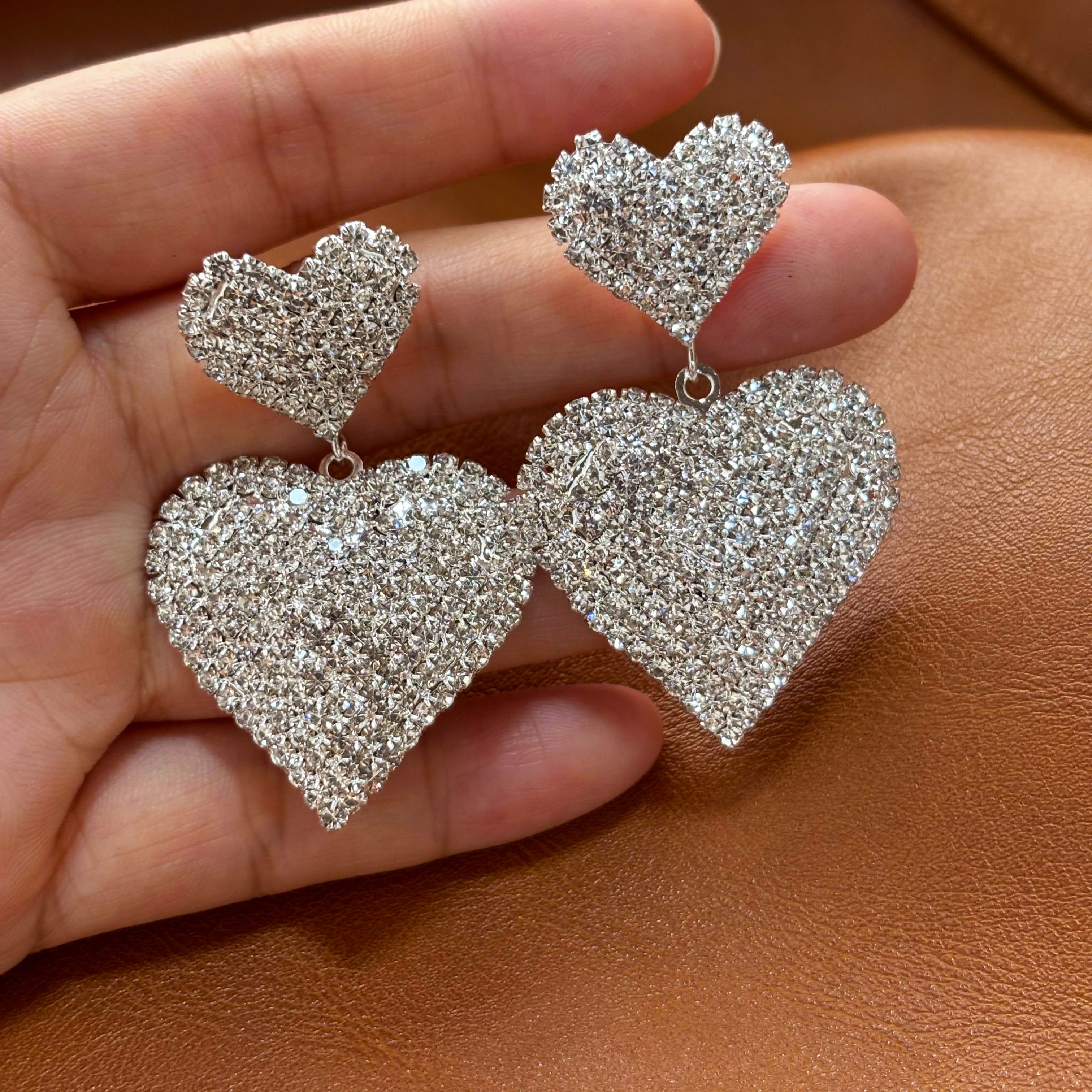 Silver Heart-Shaped Earrings
