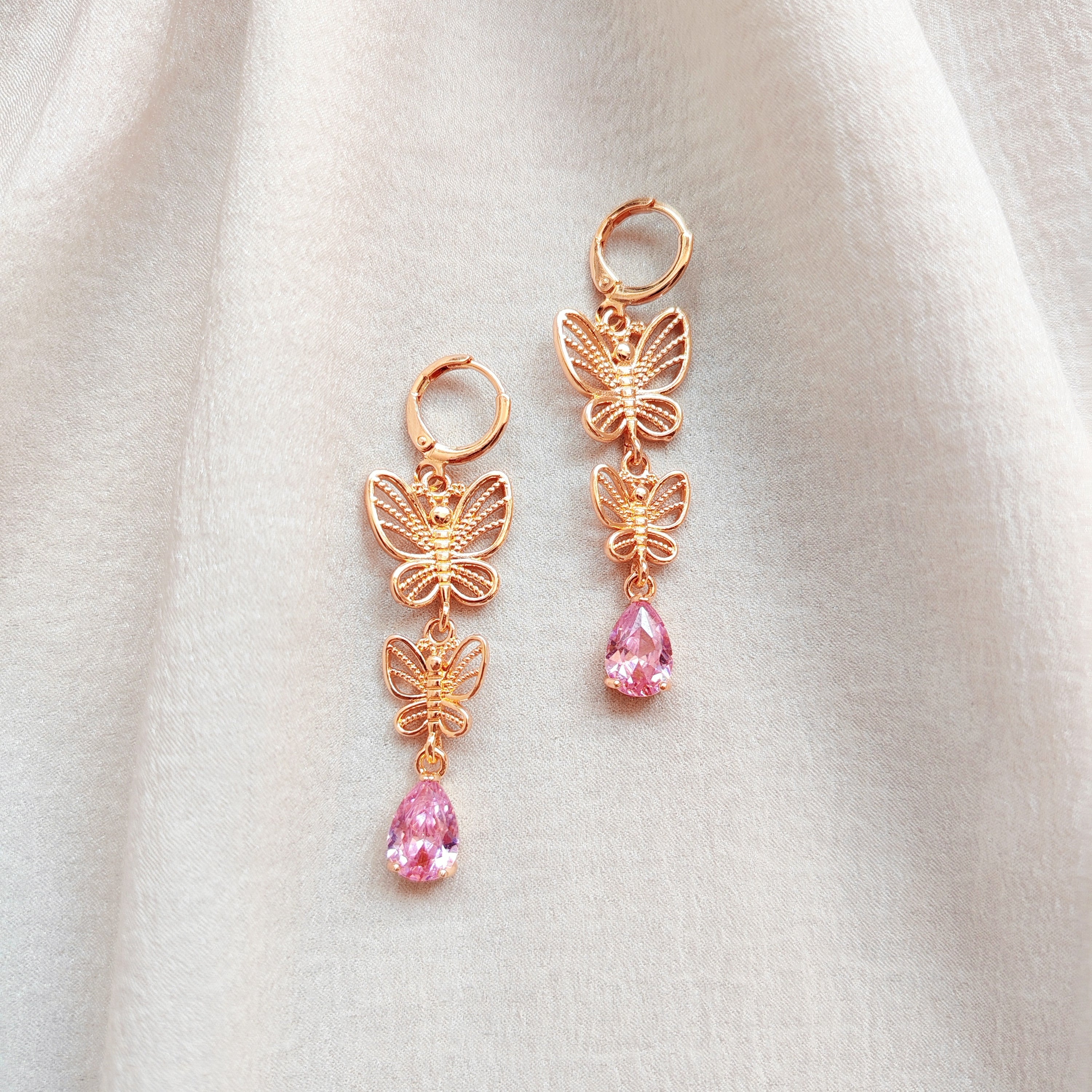 Gold Butterfly Drop Earrings