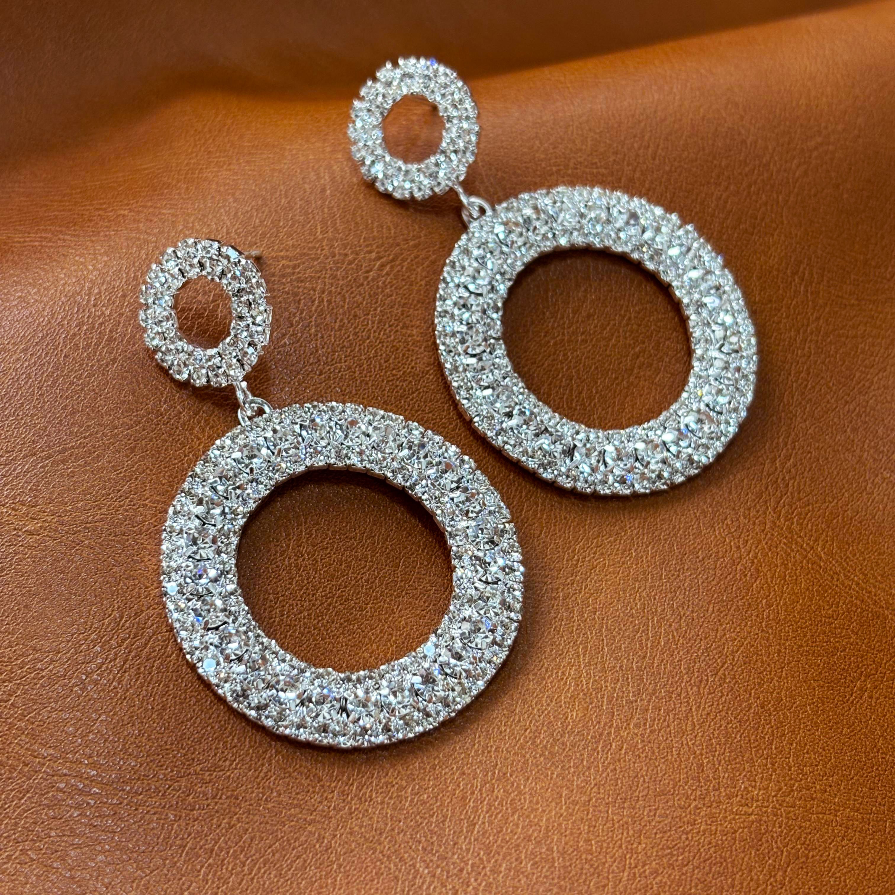 Silver Hoop Drop Earrings