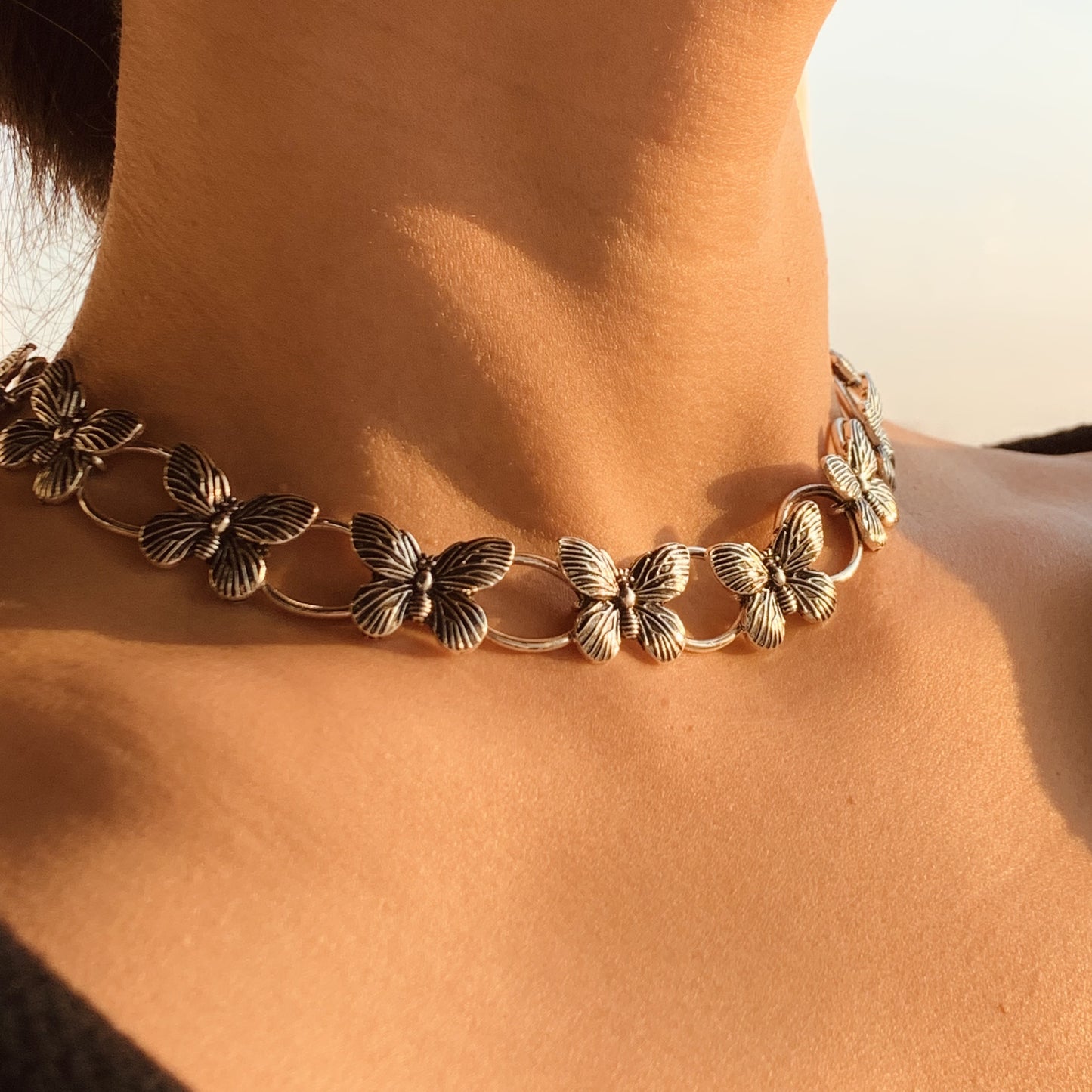 Butterfly Collection – Vintage Butterfly Necklace, 925 Sterling Silver, Cut Butterfly Pendant, Link Chain Design, Perfect Gift for Her
