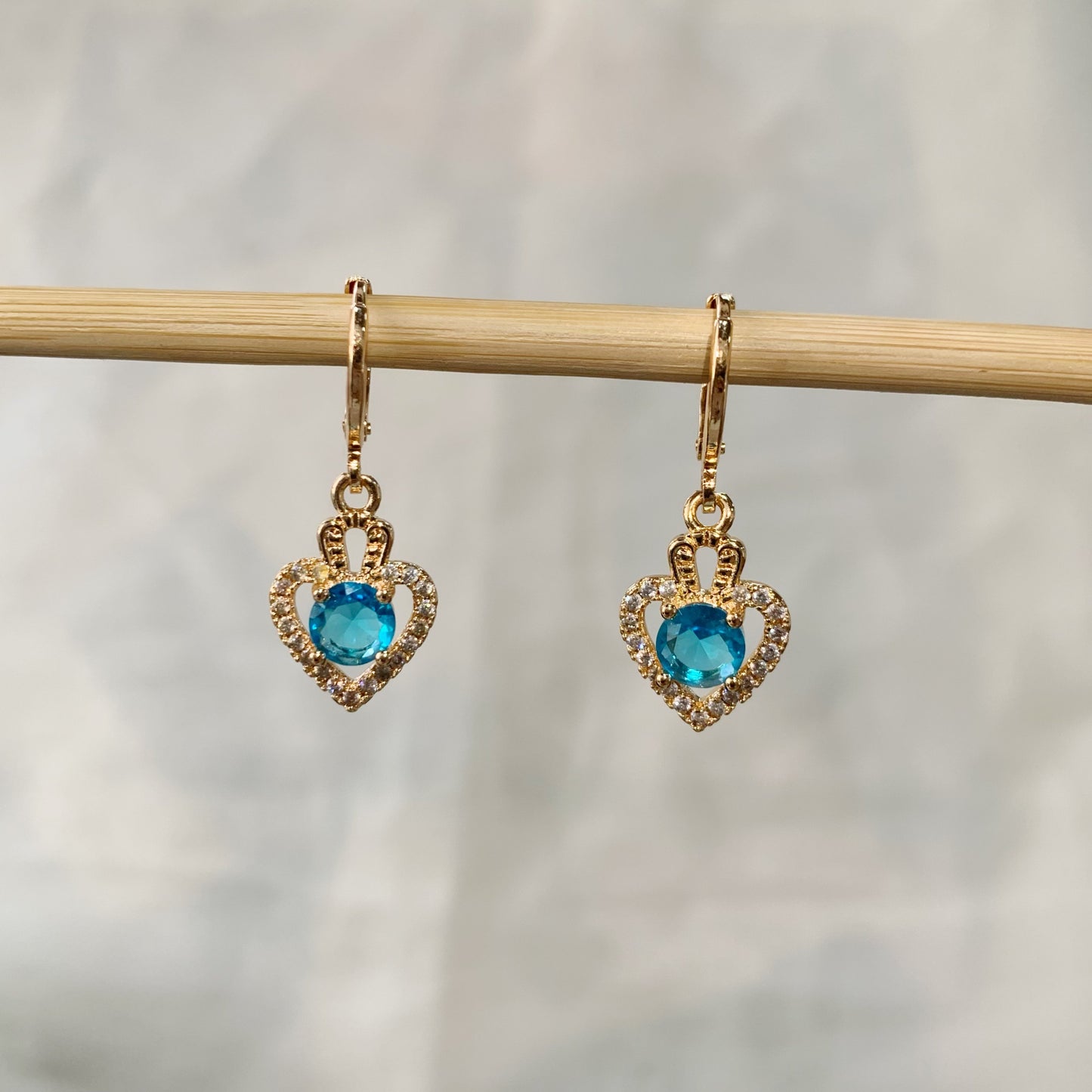 Gold Heart Halo Dangle Earrings |Sparkling Statement Pave Hoop Earrings with Dangling Heart Charm | Romantic Coquette Jewelry | Gift for Her