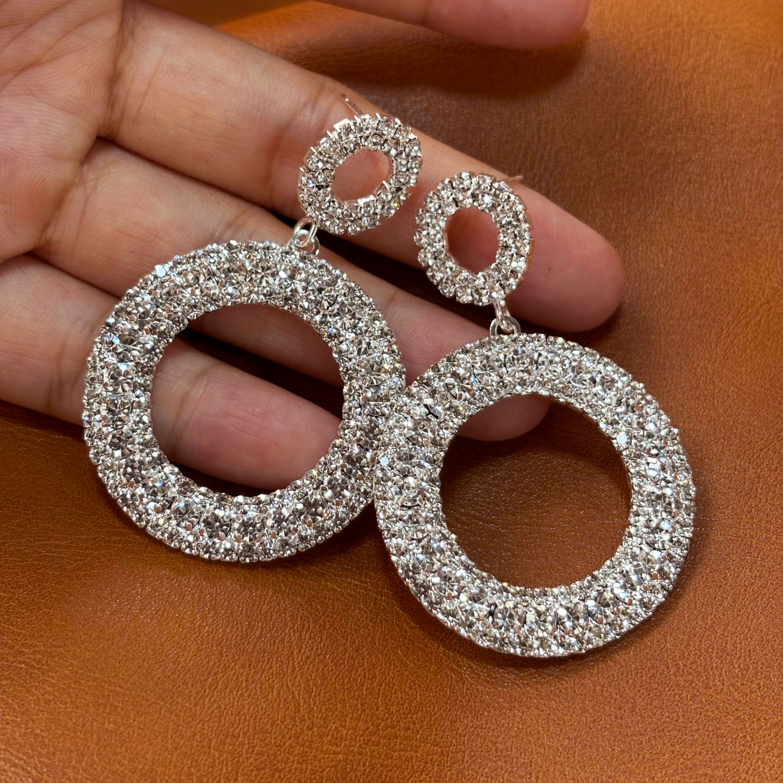 Silver Hoop Drop Earrings