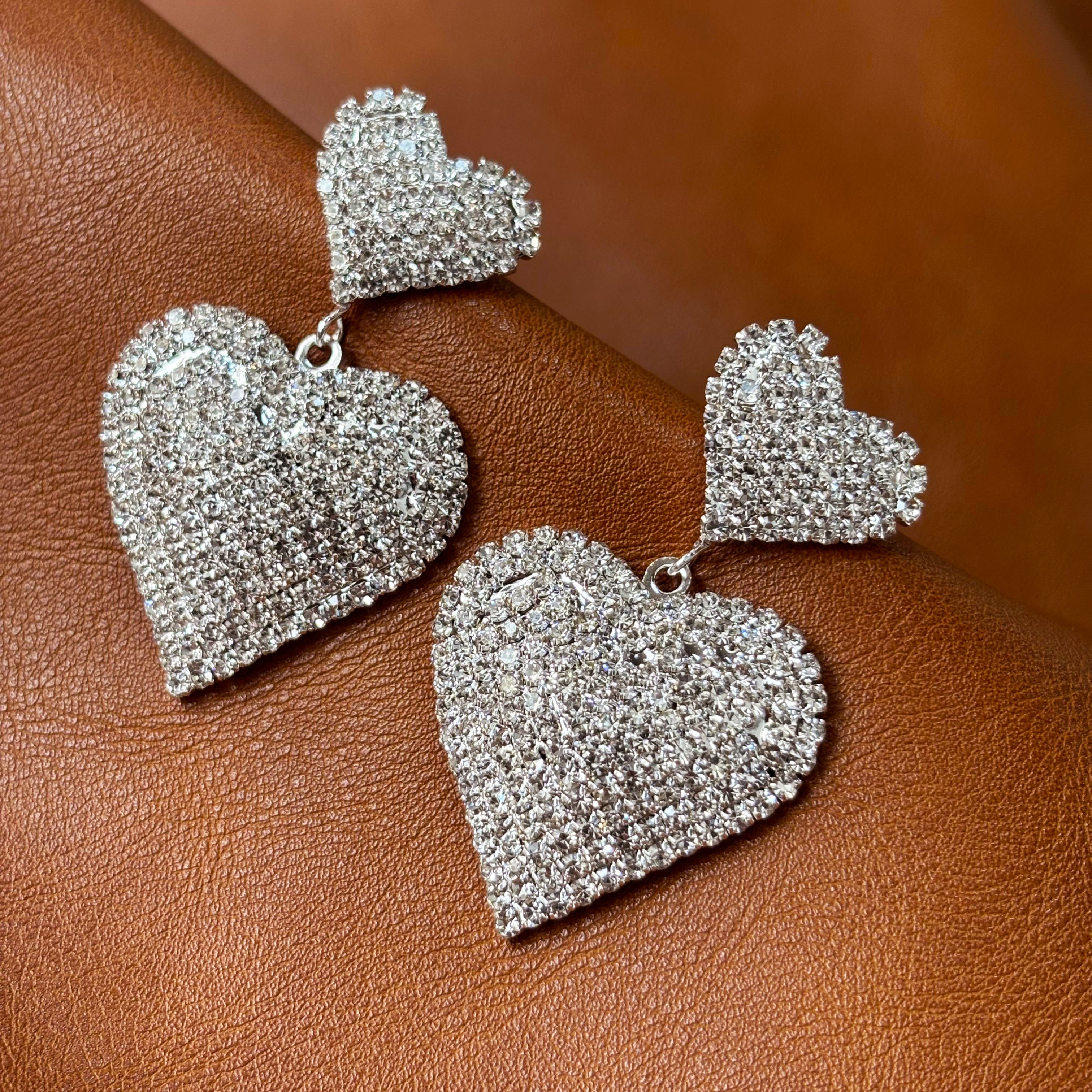 Silver Heart-Shaped Earrings