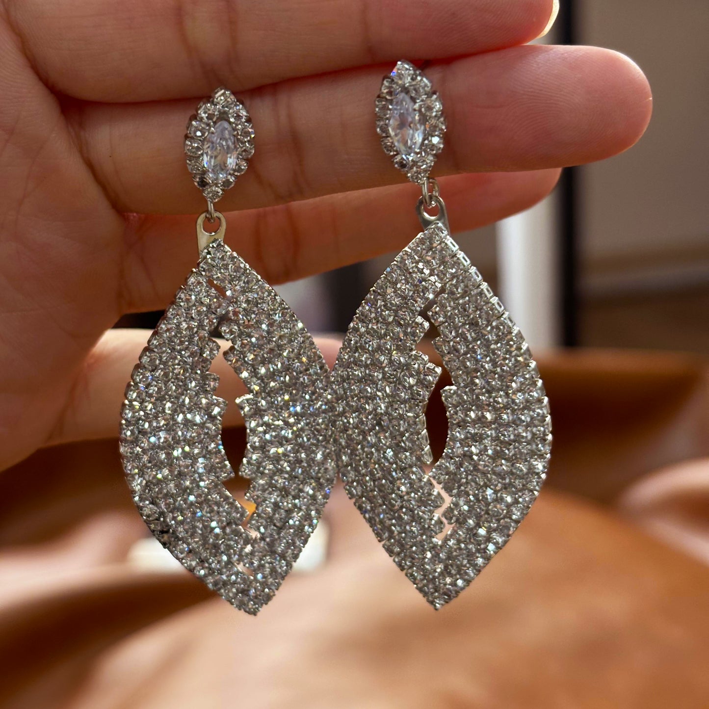 Wedding Season — Sparkling Leaf Drop Earrings | Elegant Earrings | Bridal Earrings | Bridesmaid Earrings | Party Earrings | Gift for Her