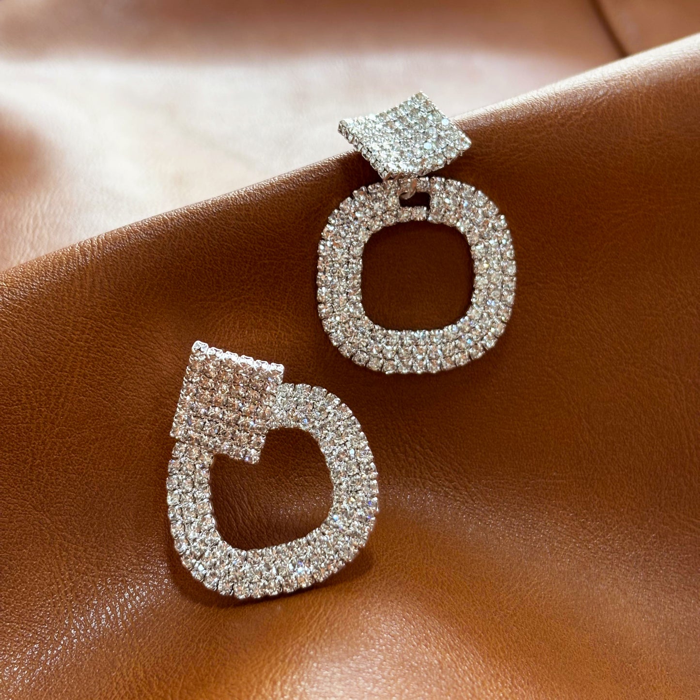 Wedding Season — Sparkling Square Drop Earrings | Statement Fringe Earrings | Bridal Earrings | Bridesmaid Earrings | Party Earrings | Gift for Her