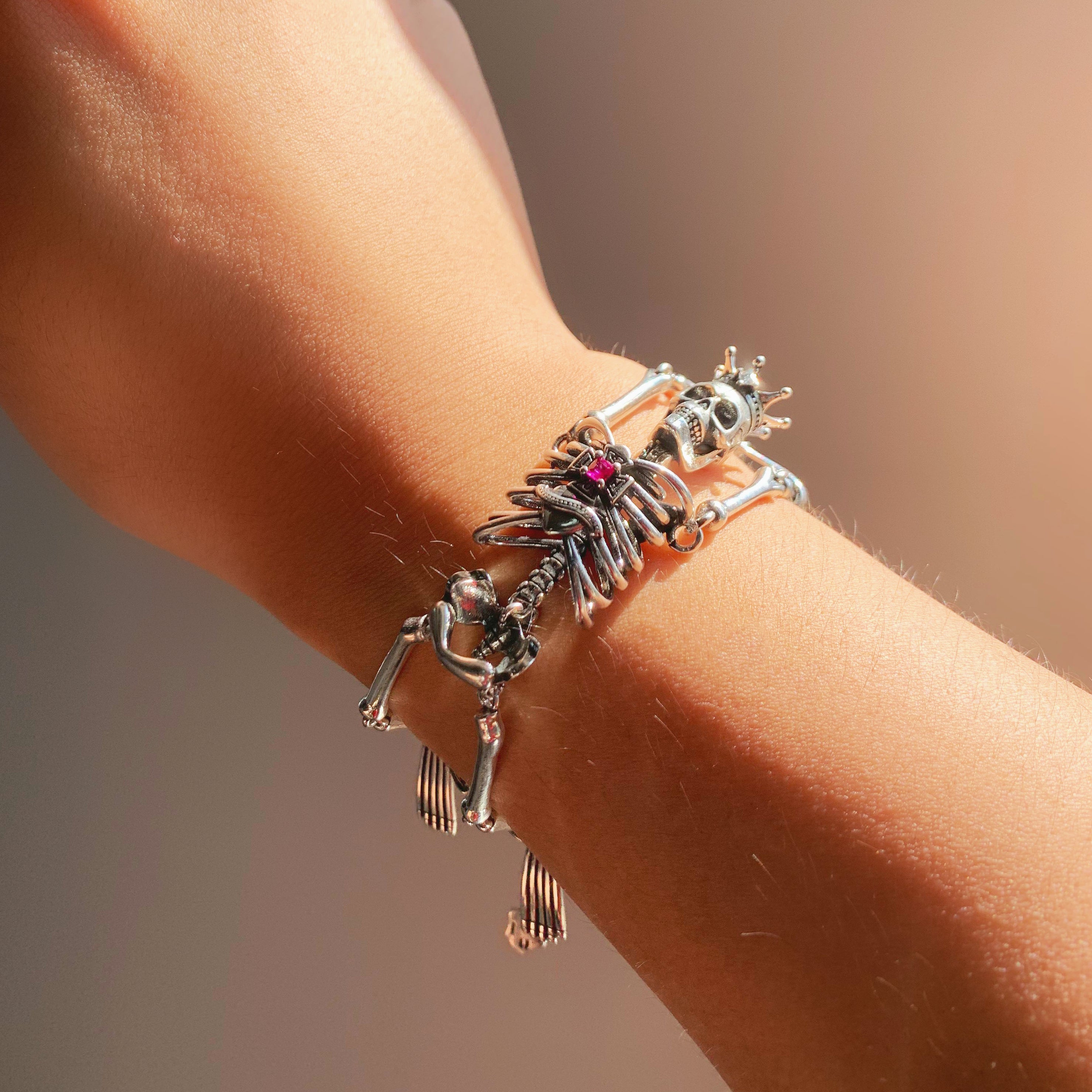 Silver Crown Skull Bracelet