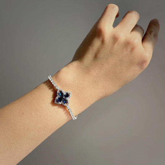 4-Leaf Crystal Tennis Bracelet–6.7 Inches | Matching BFF Gift Set | Gift For Her