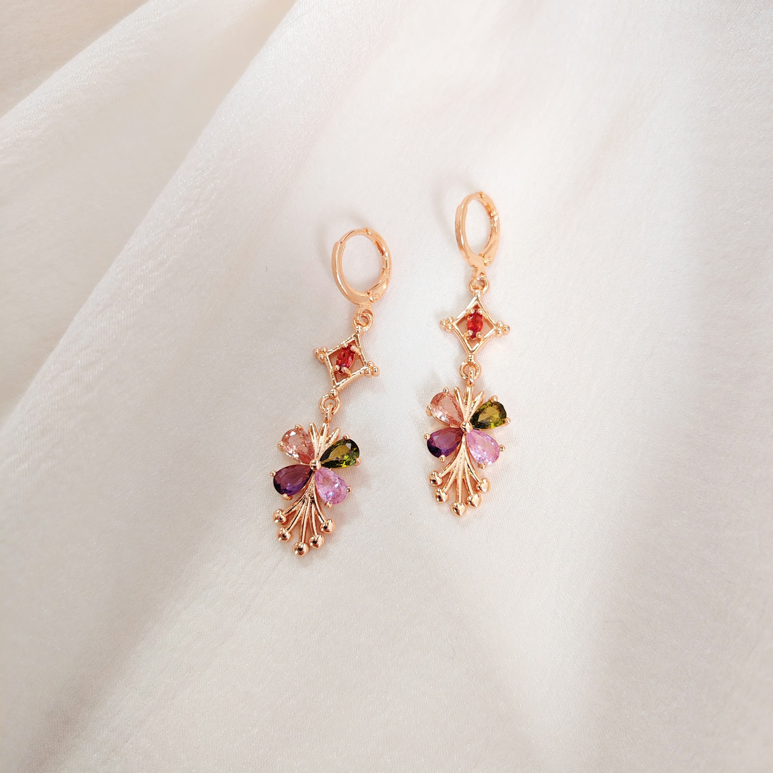 Colorful Sparkling Drop Earrings Set