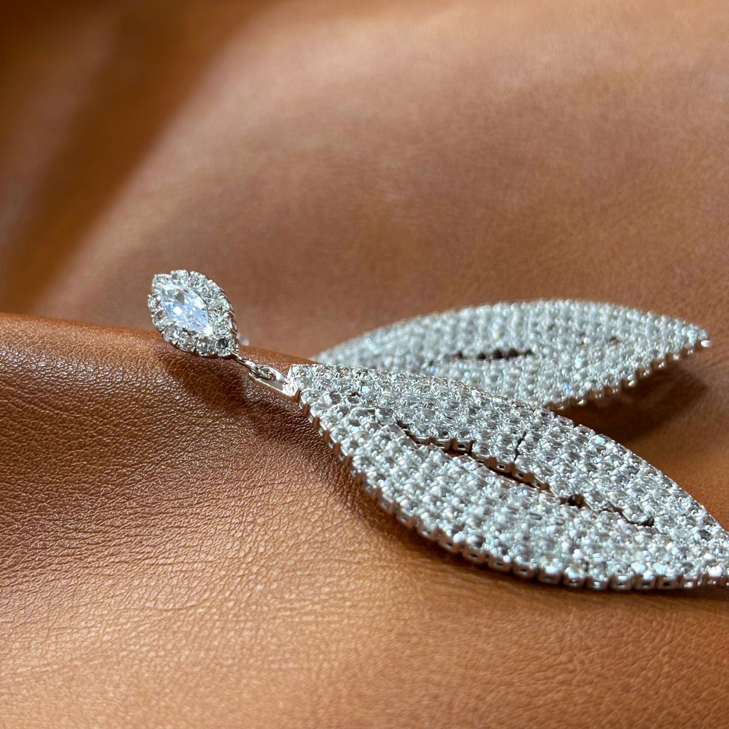 Wedding Season — Sparkling Leaf Drop Earrings | Elegant Earrings | Bridal Earrings | Bridesmaid Earrings | Party Earrings | Gift for Her