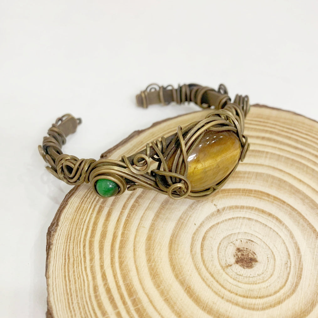 Vintage Style Brass Tiger's Eye Bracelet