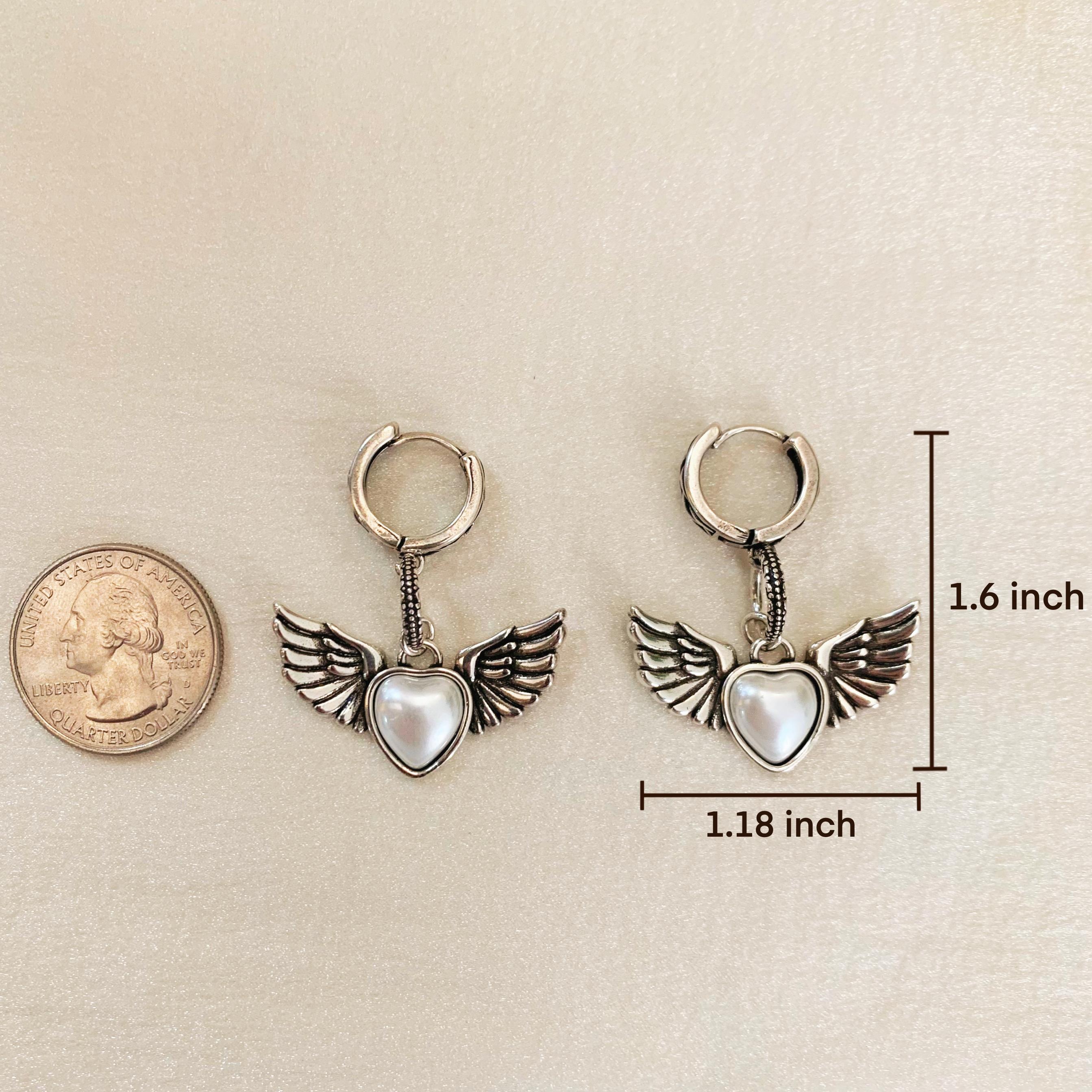 Silver Angel Wings Heart Jewelry Set