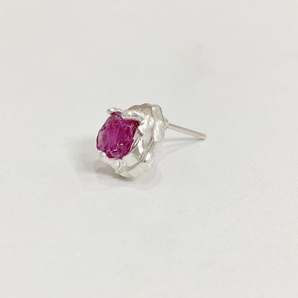 Purple Pink Garnet Raw Stone  Earring