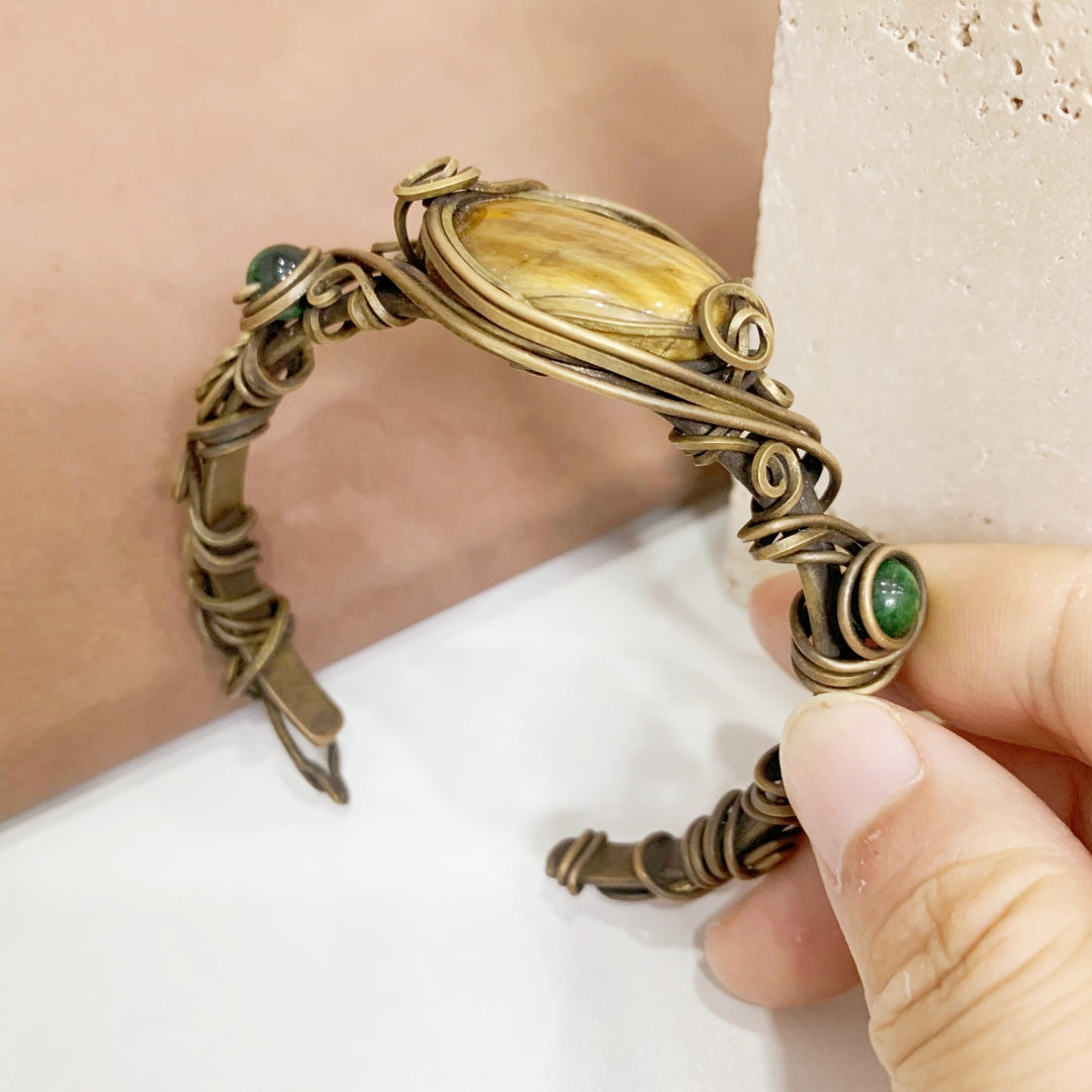 Vintage Style Brass Tiger's Eye Bracelet