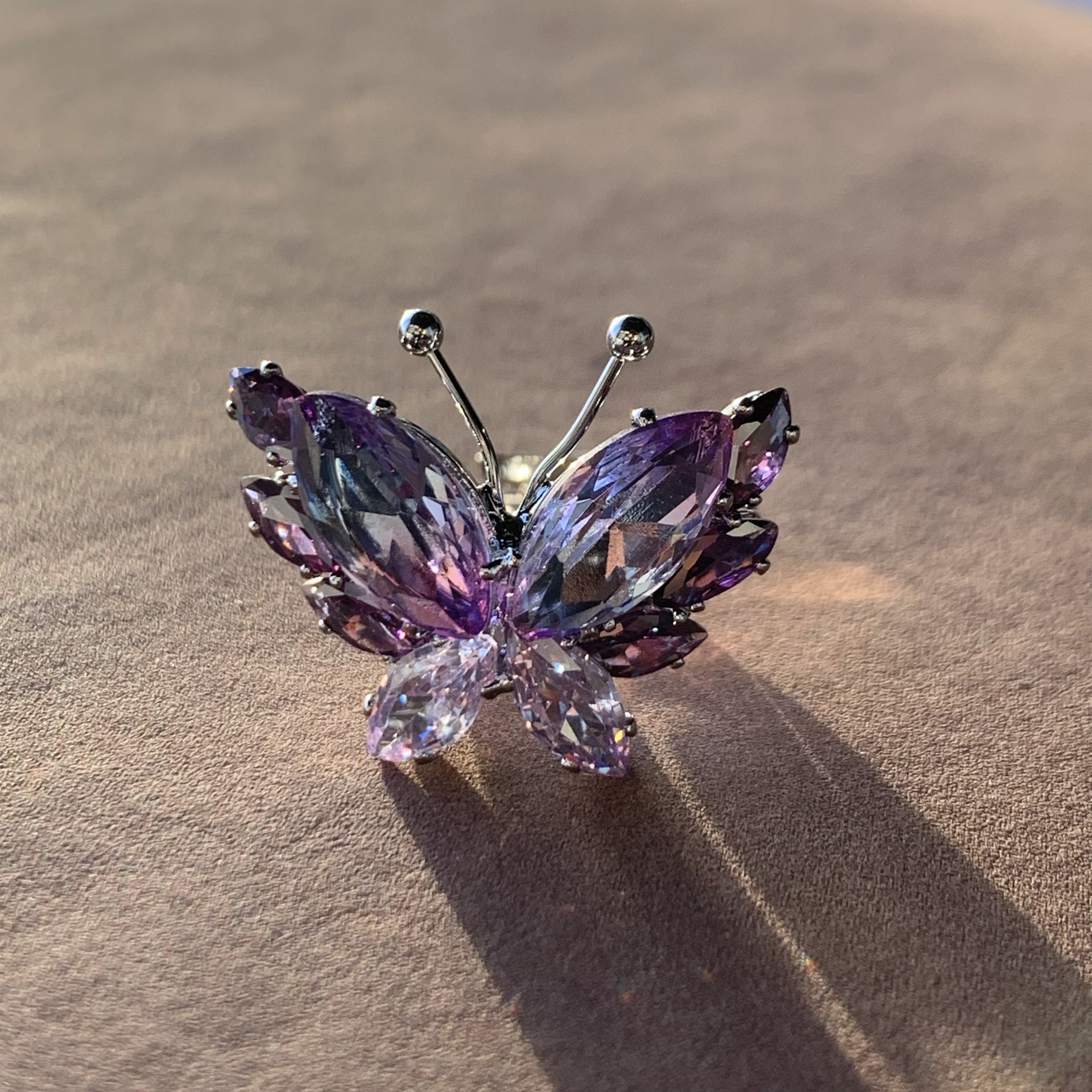 Adjustable Purple Butterfly Ring