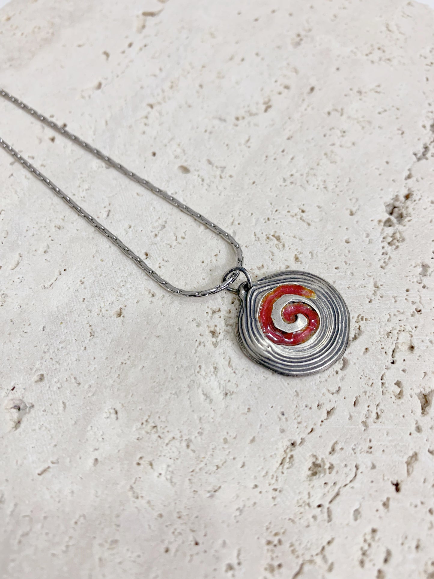 Vintage Sterling Silver Handmade Enamel Necklace