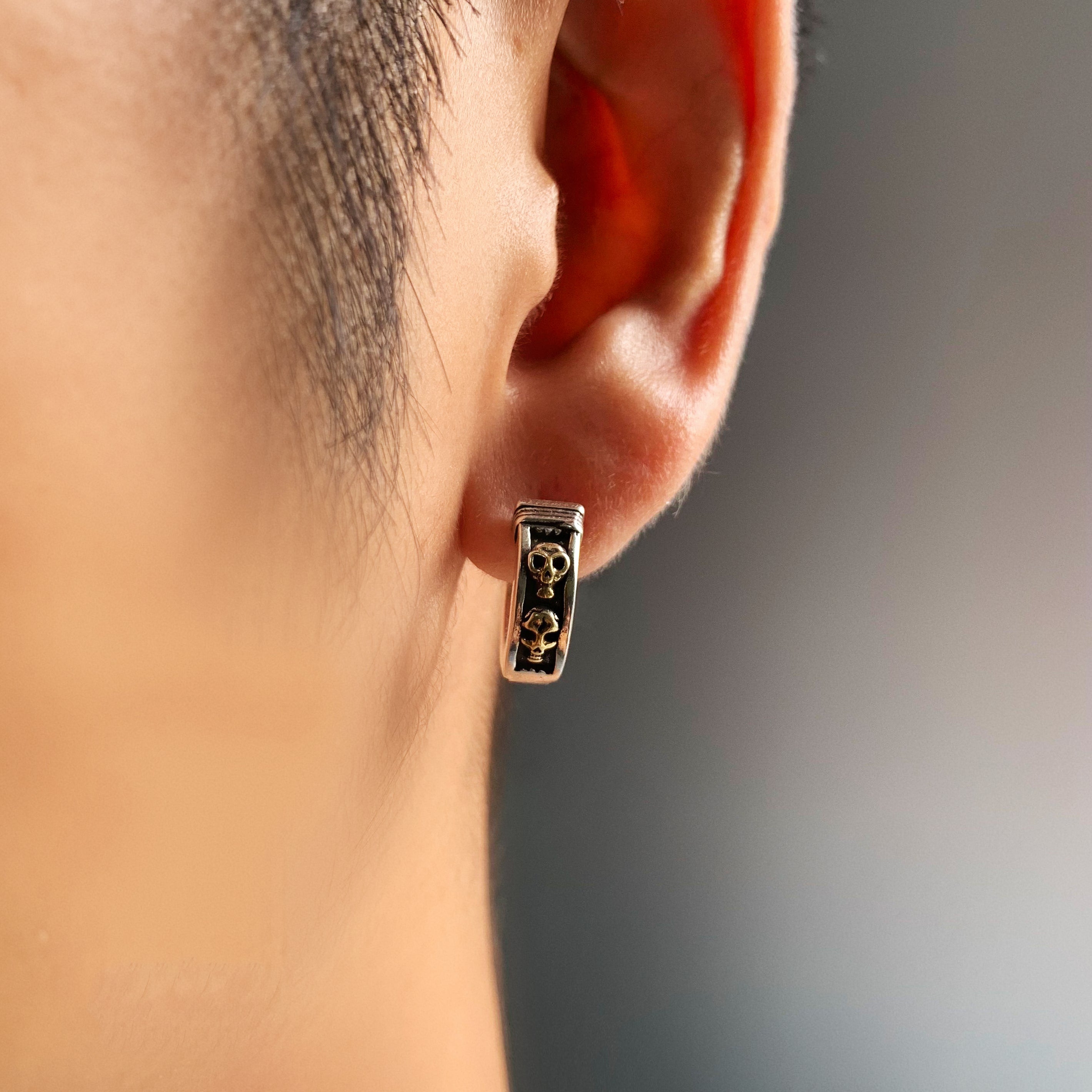 Halloween Unisex Silver Skull Earrings