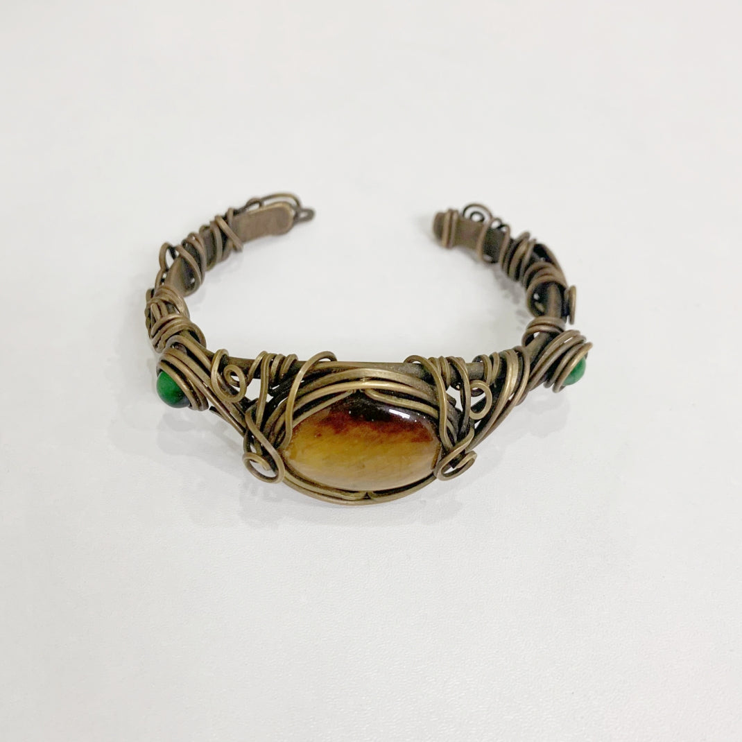 Vintage Style Brass Tiger's Eye Bracelet