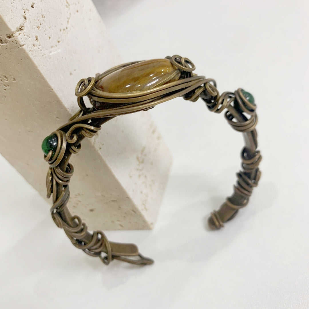 Vintage Style Brass Tiger's Eye Bracelet