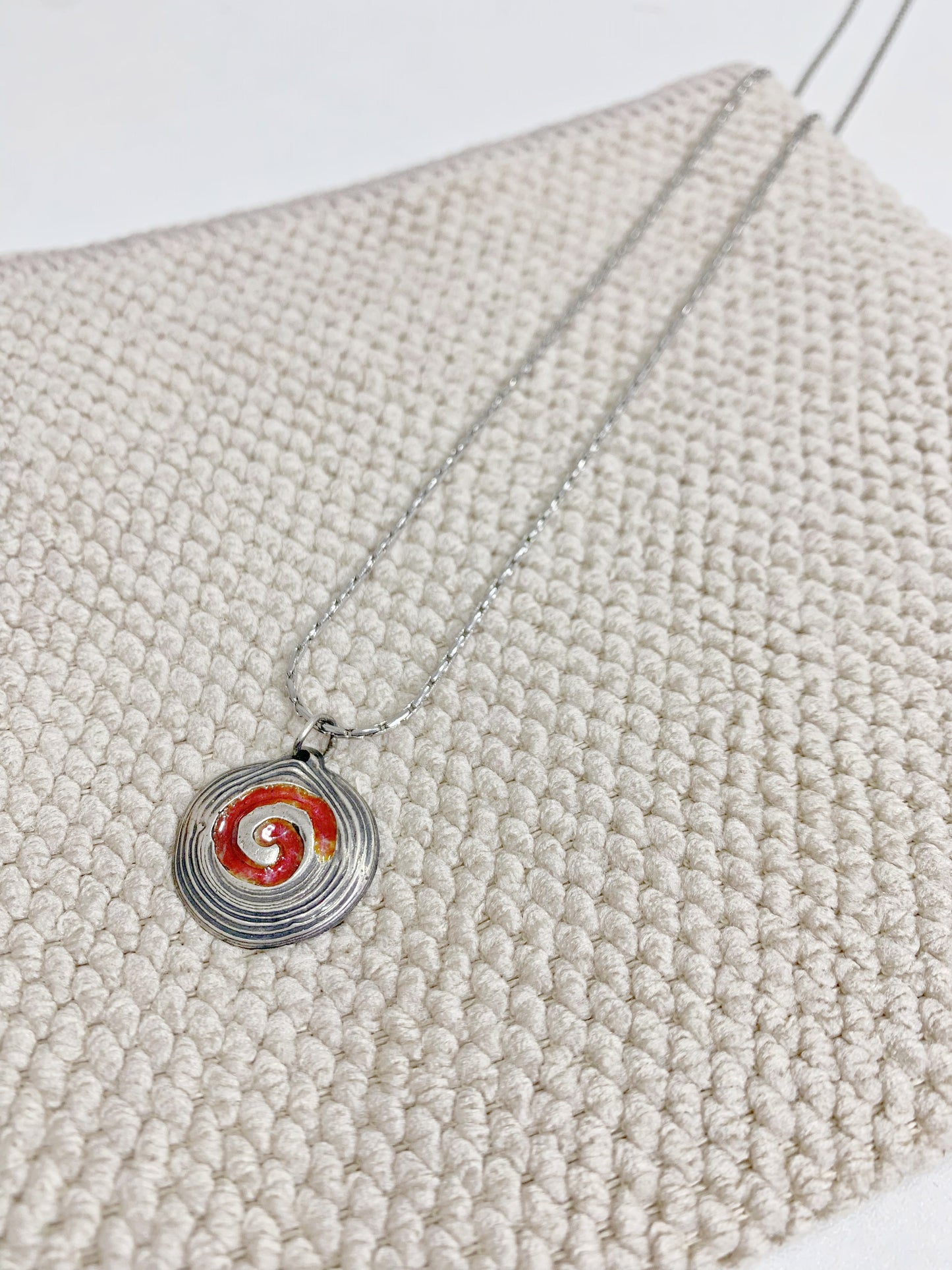 Vintage Sterling Silver Handmade Enamel Necklace