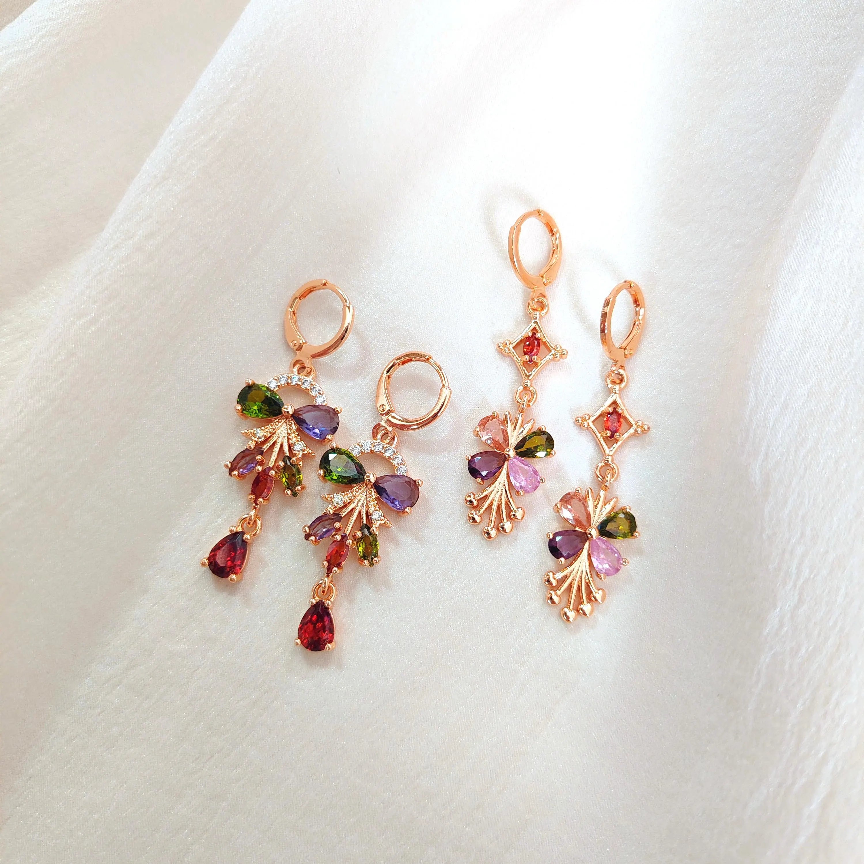Colorful Sparkling Drop Earrings Set