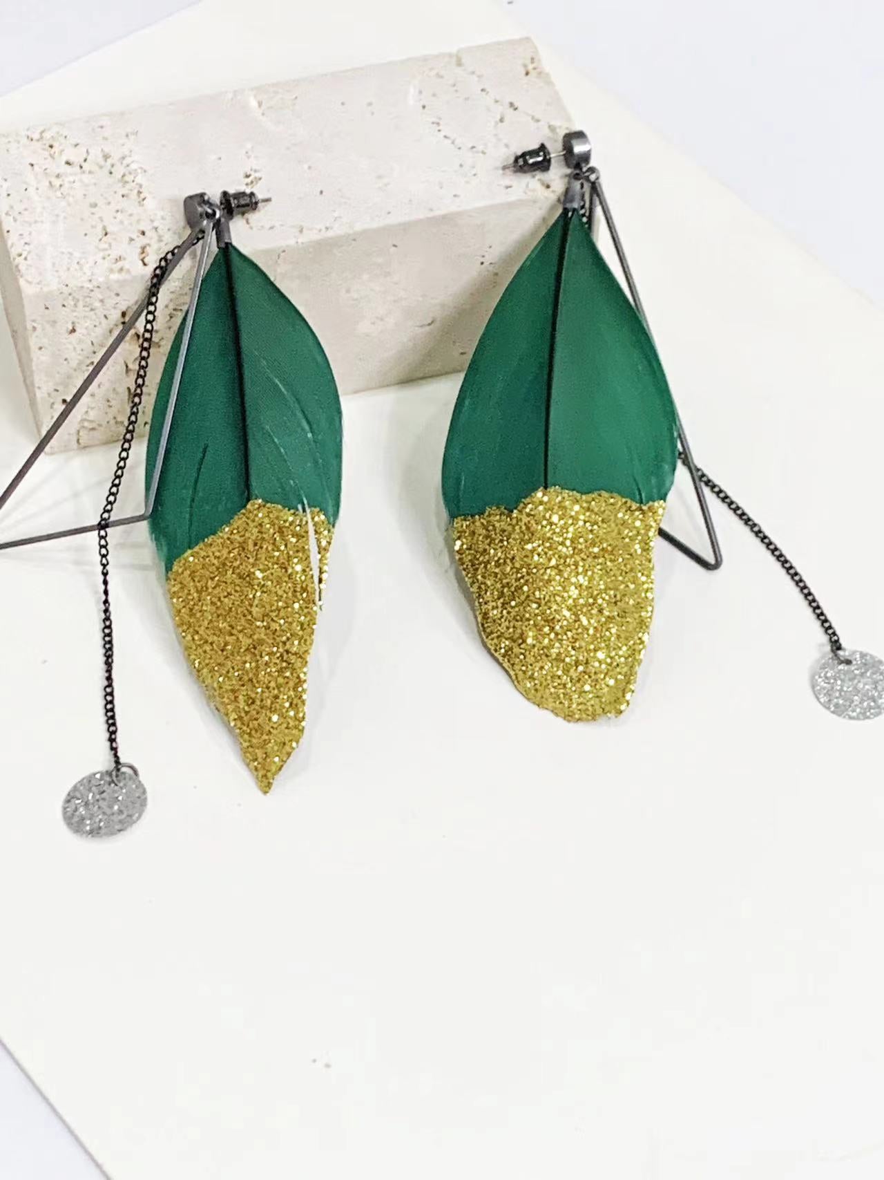 Bohemian Jewelry Multicolor DropShaped Peacock Feather Hook DangleEarrings