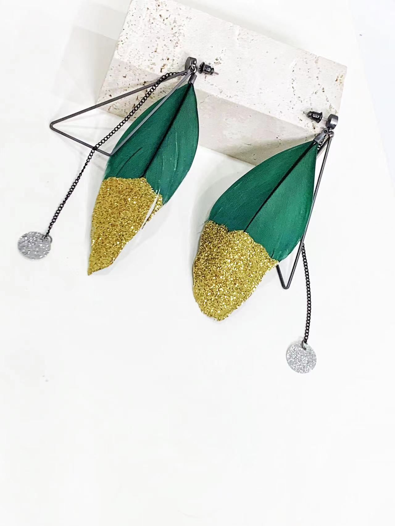 Bohemian Jewelry Multicolor DropShaped Peacock Feather Hook DangleEarrings