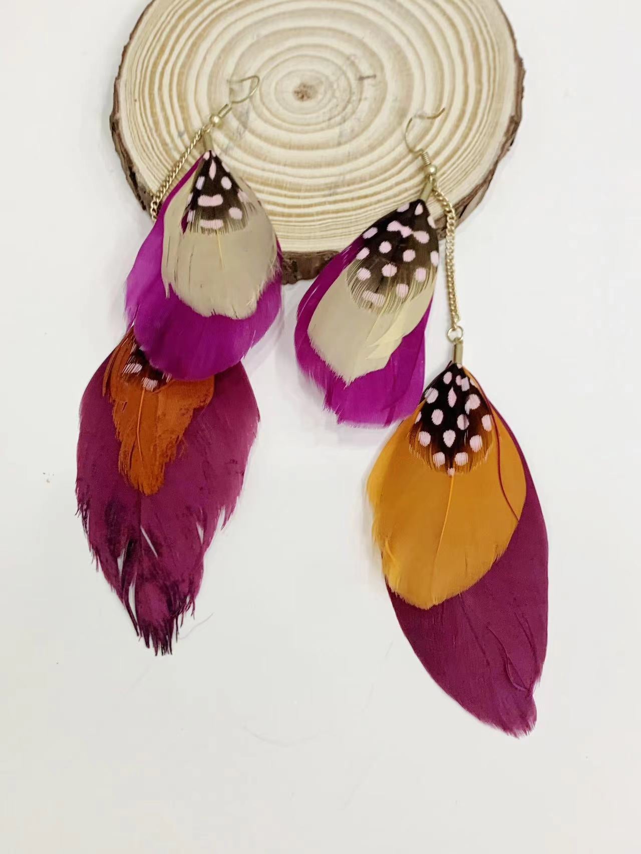 Colorful Feather Dangle Earrings